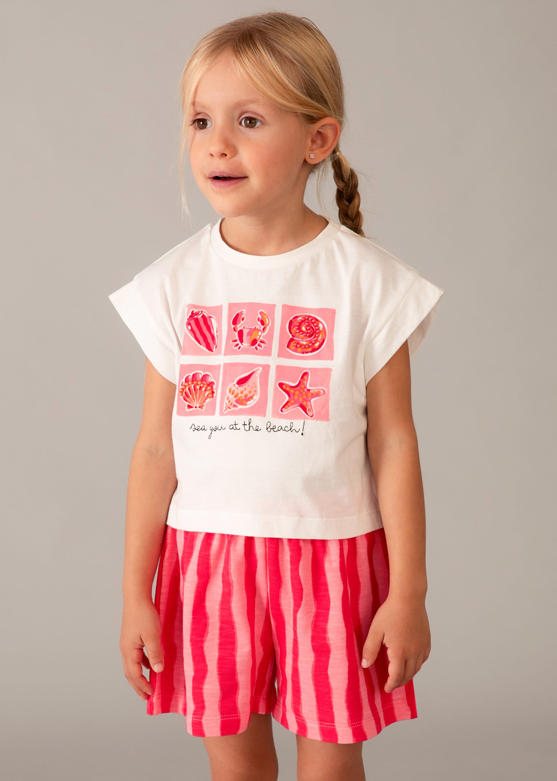 Set Shorts gemustert und T-Shirt Mädchen