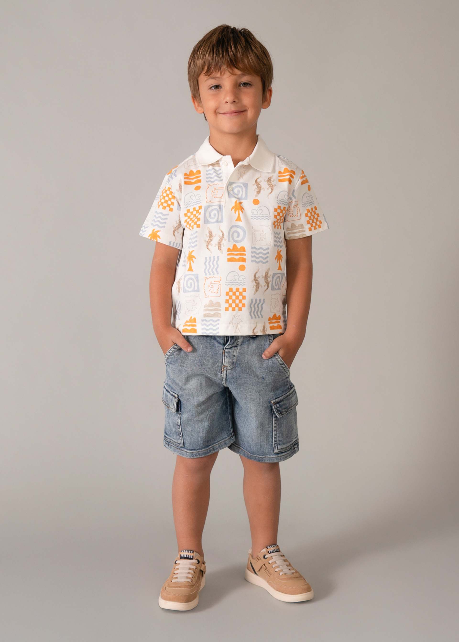 Bermuda en denim cargo garçon