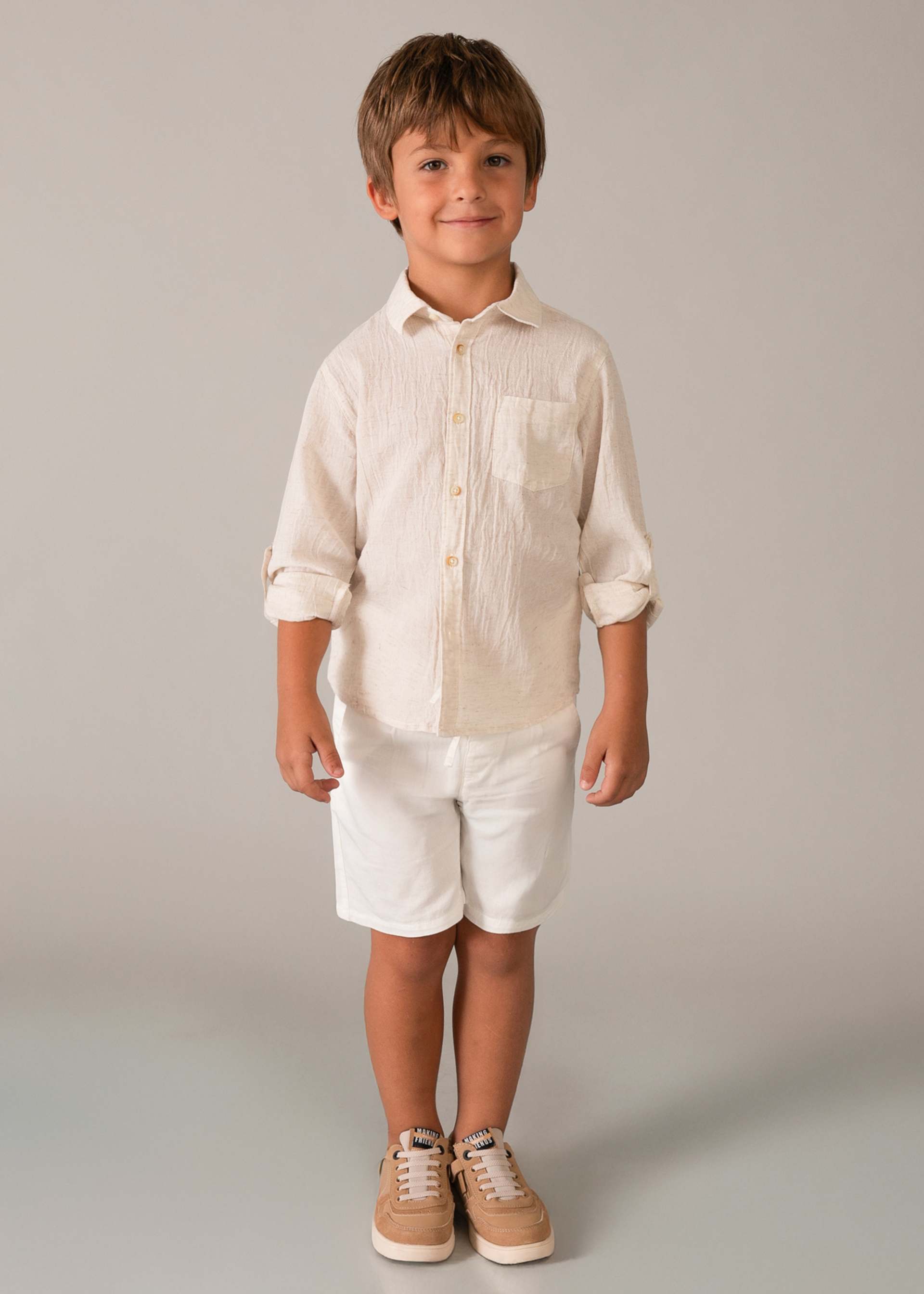 Camicia in lino manica lunga bambino