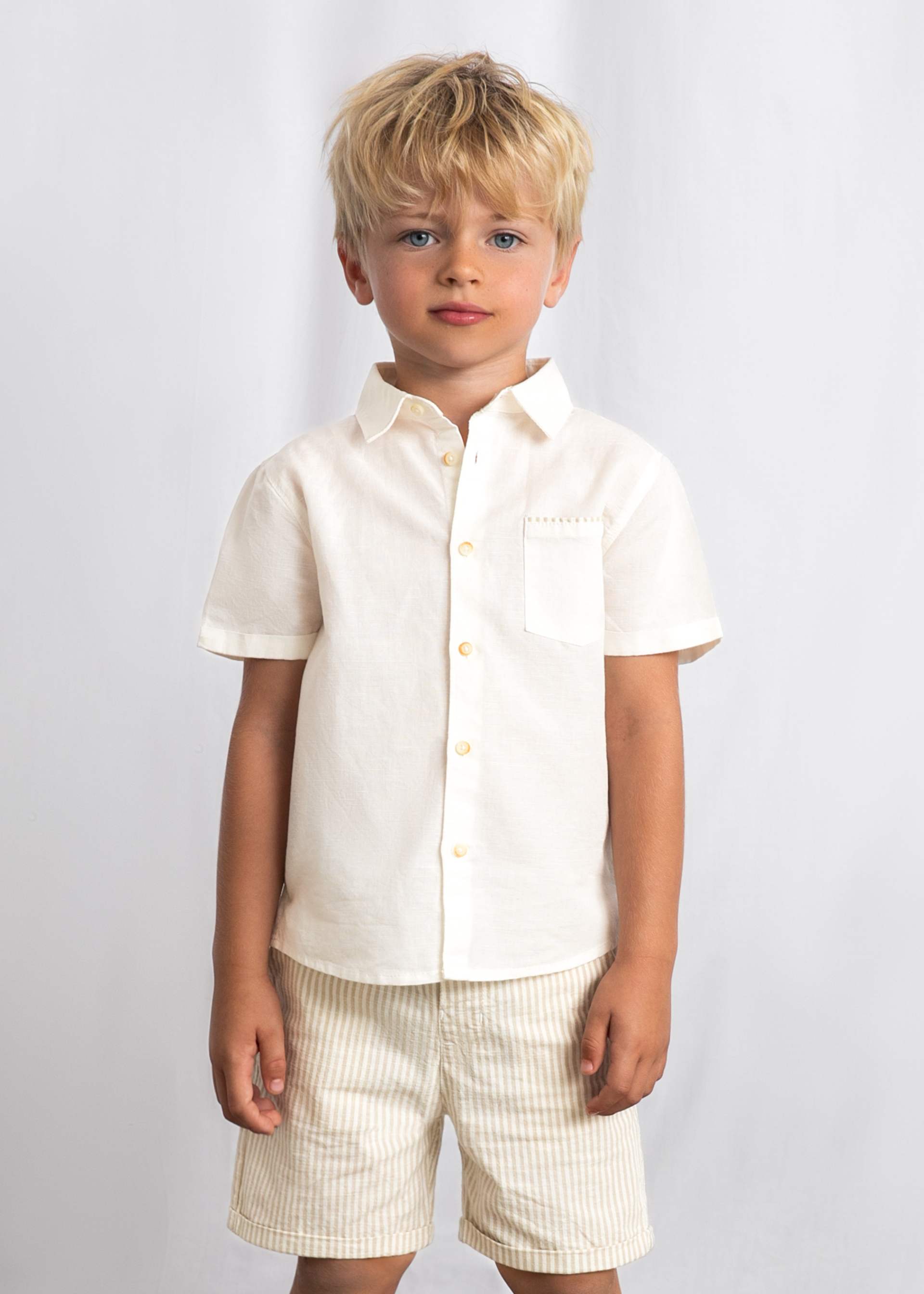 Completo bermuda e camicia in lino bambino