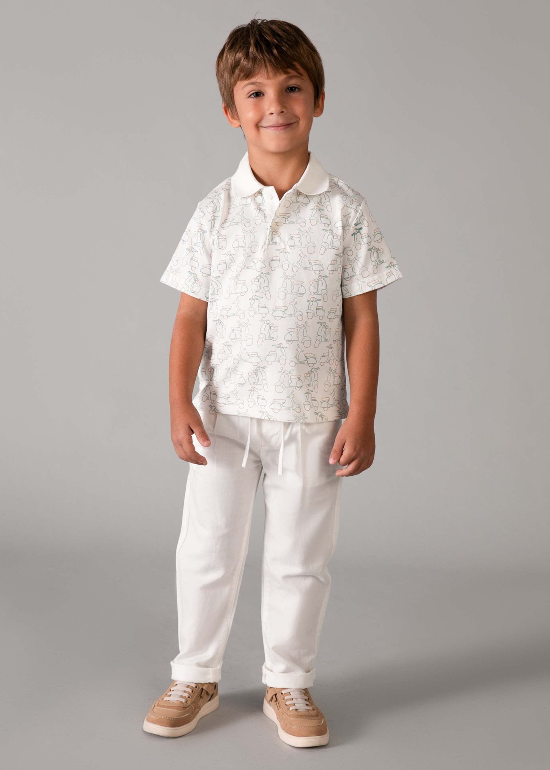 Pantalone lungo morbido chino in lino bambino