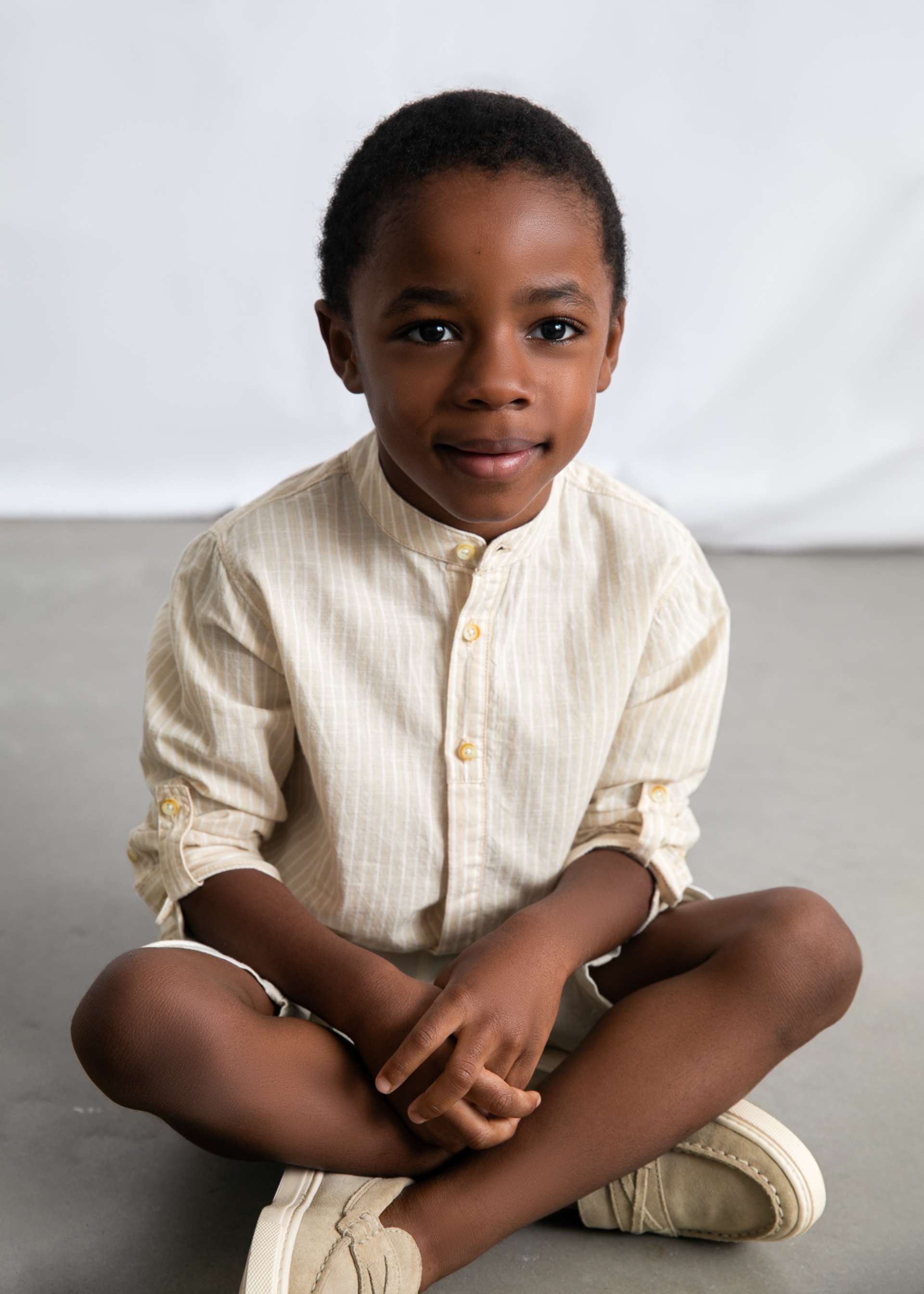 Conjunto bermudas e camisa com linho manga comprida menino