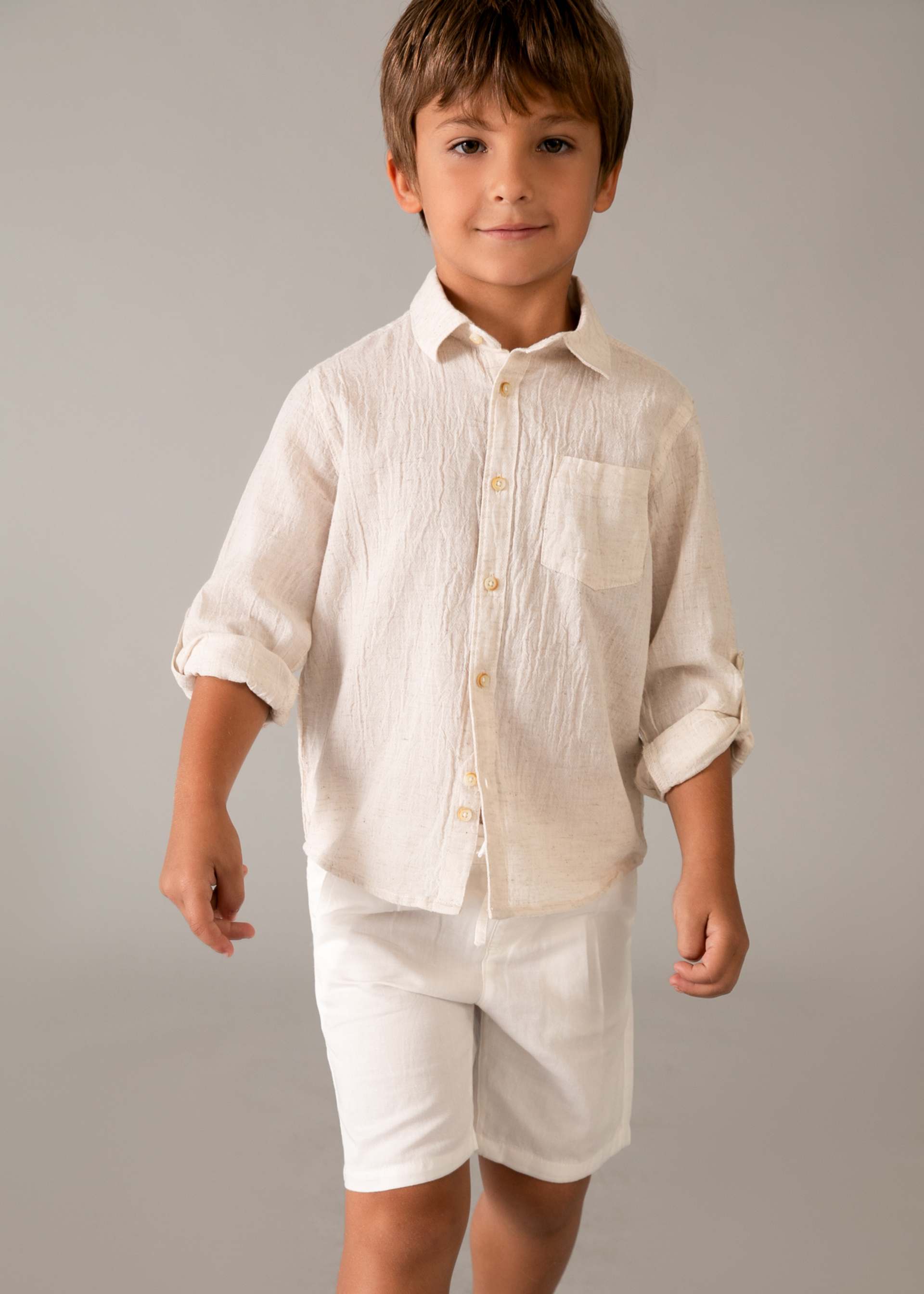 Bermuda relaxed fit com linho menino