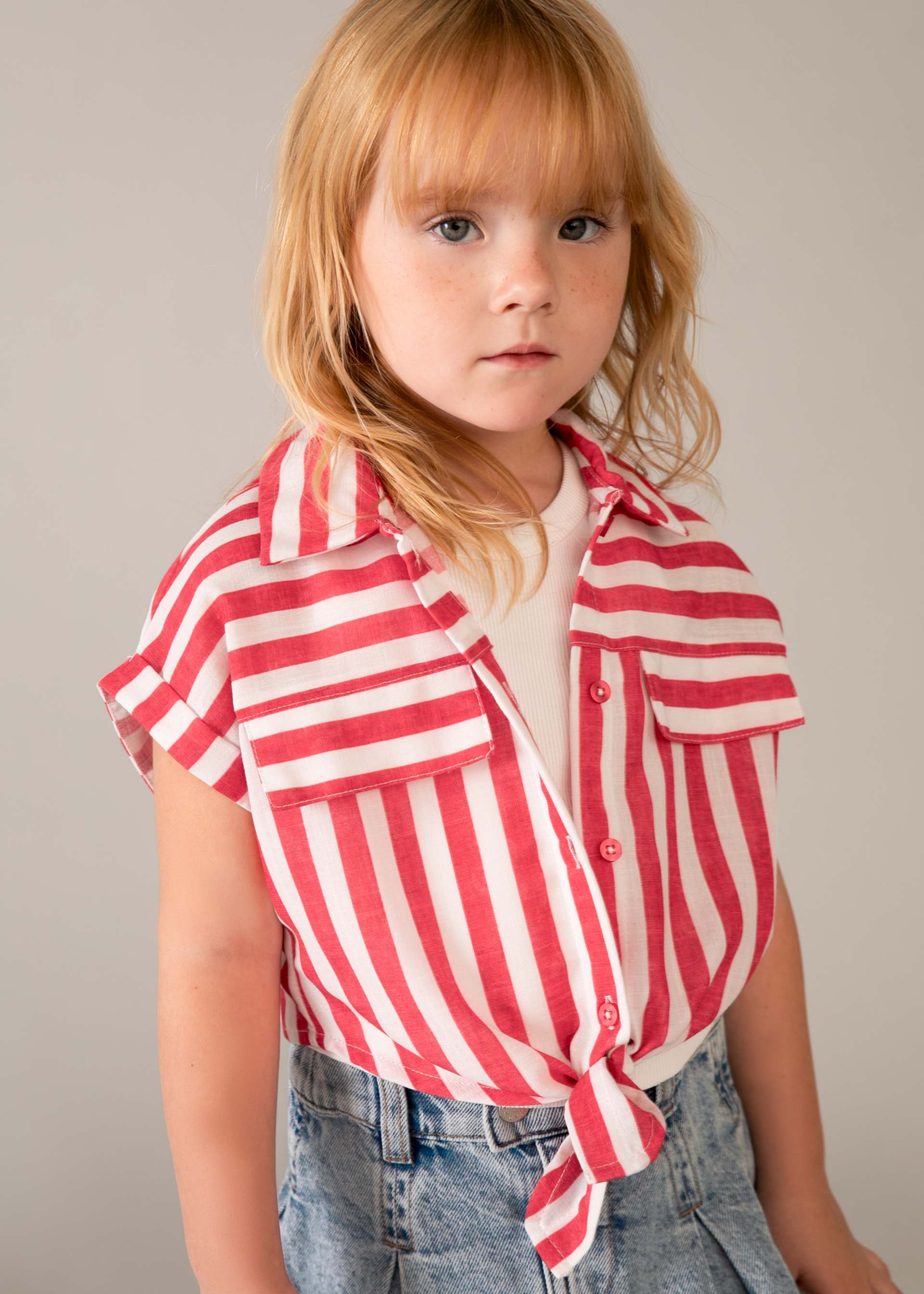 Blusa stampata con top bambina