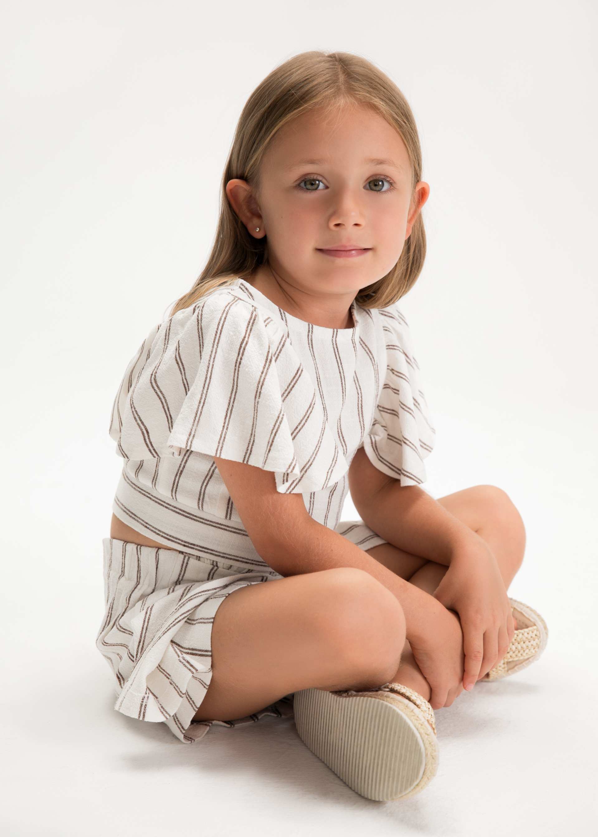 Girls' striped skirt and blouse set