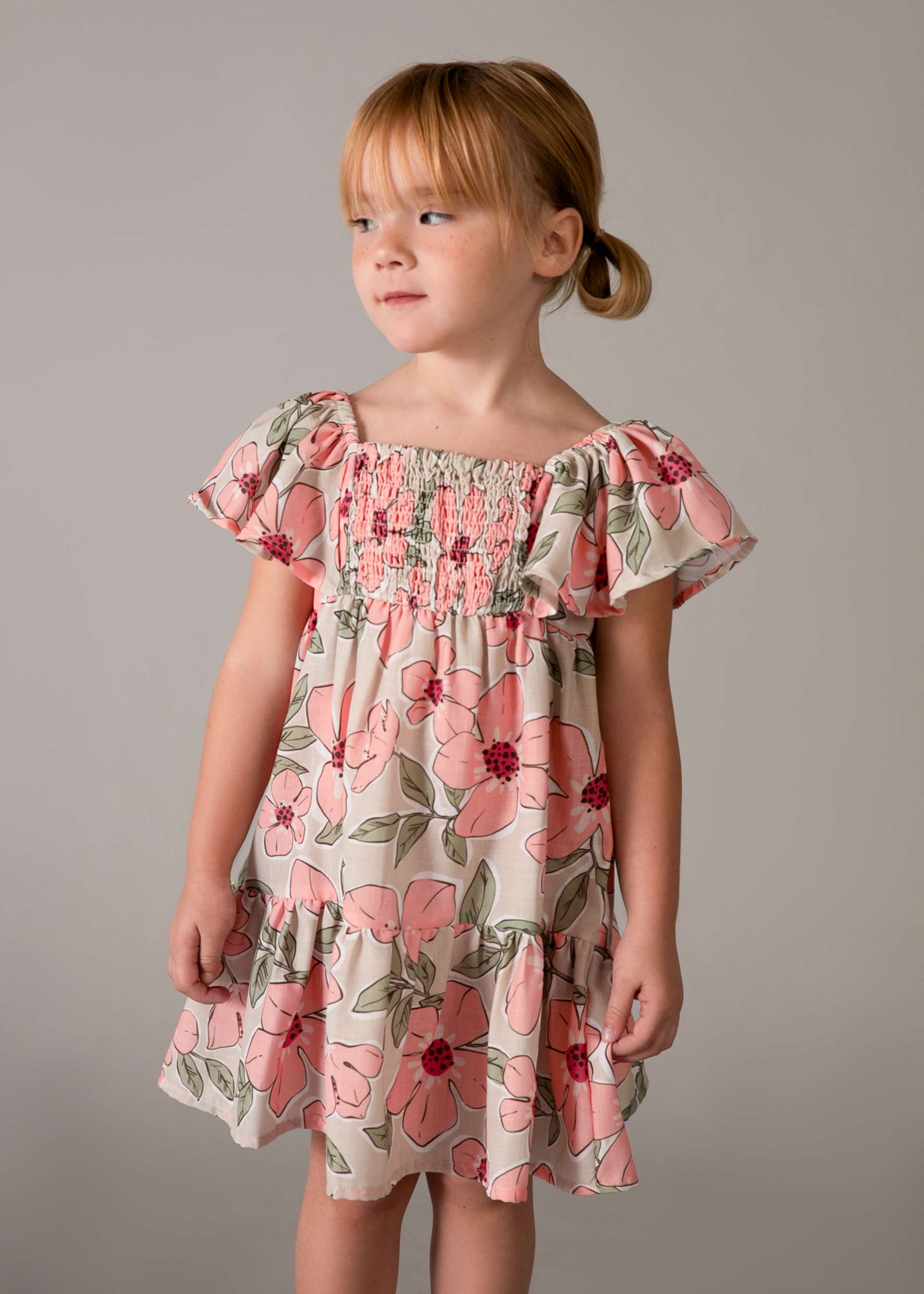 Girl Printed Smocked Dress