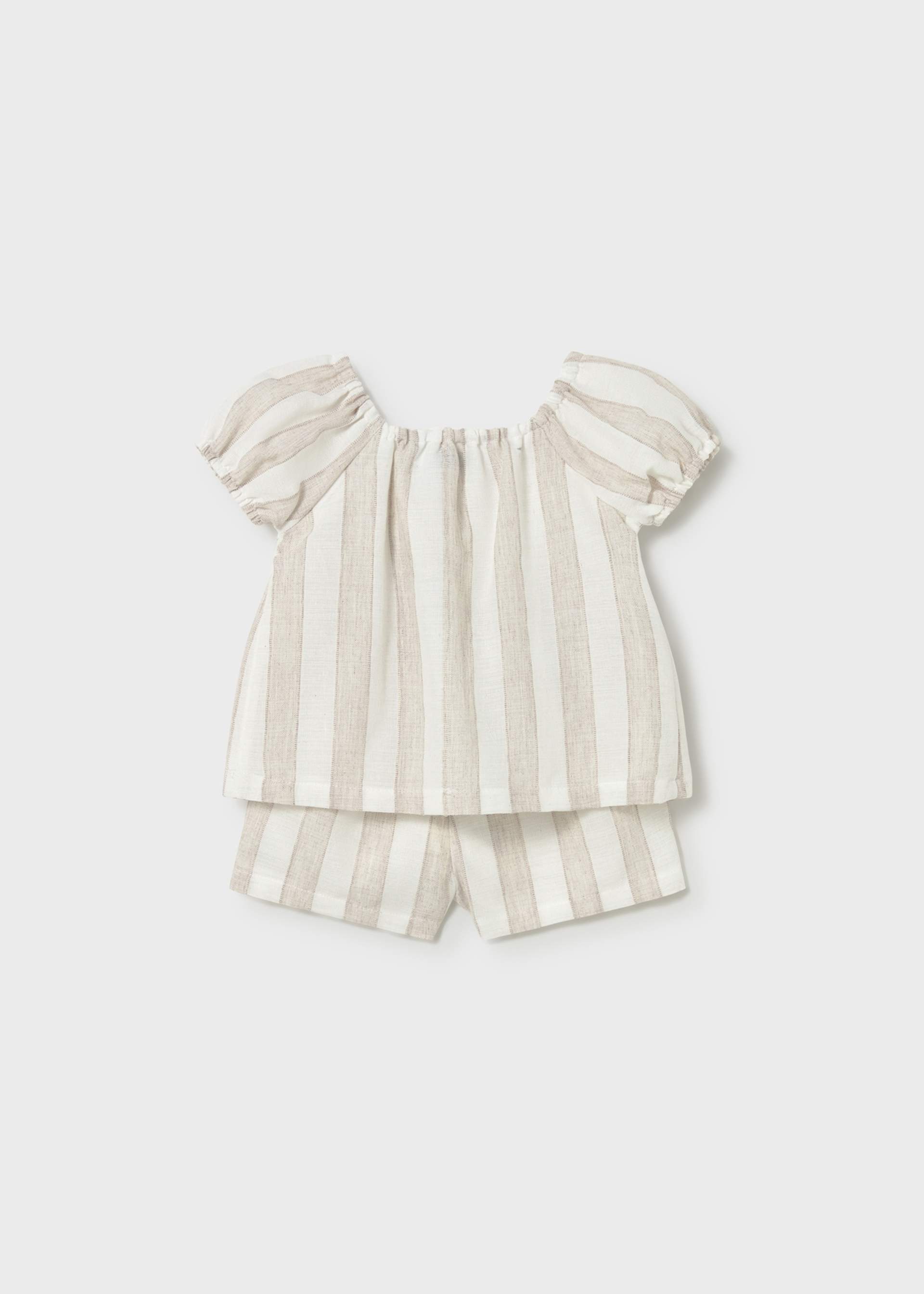 Conjunto calção e blusa riscas bebé