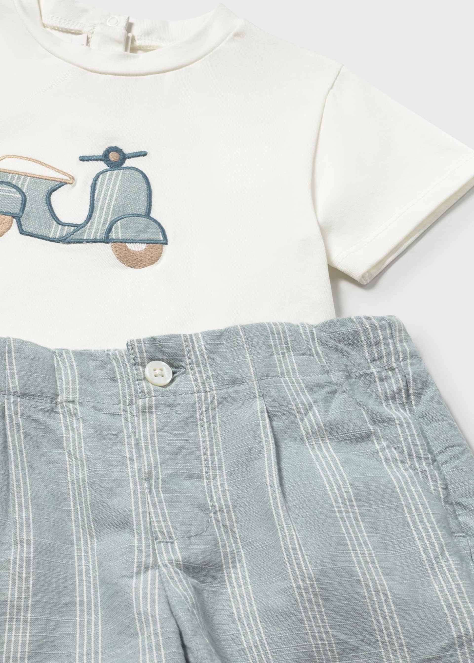 Conjunto bermuda y playera con lino bebé
