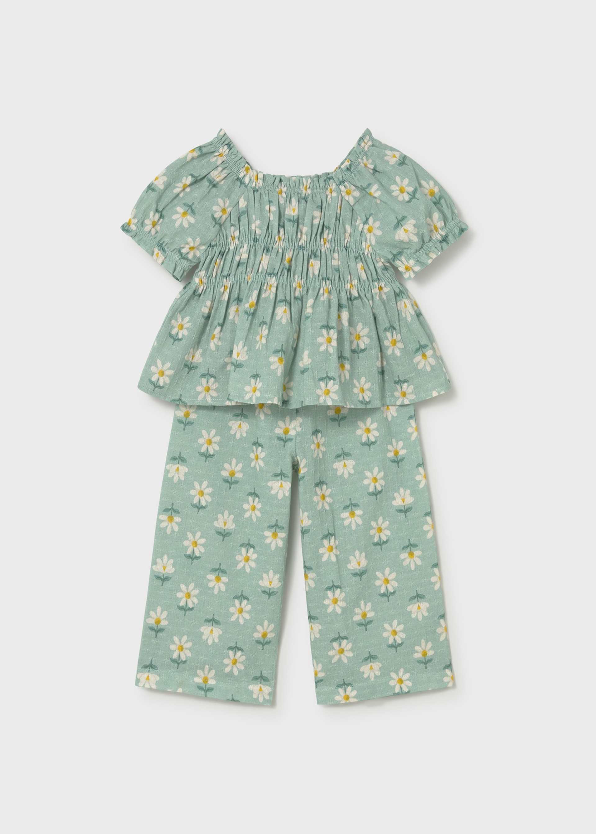 Completo stampato pantalone e blusa neonata