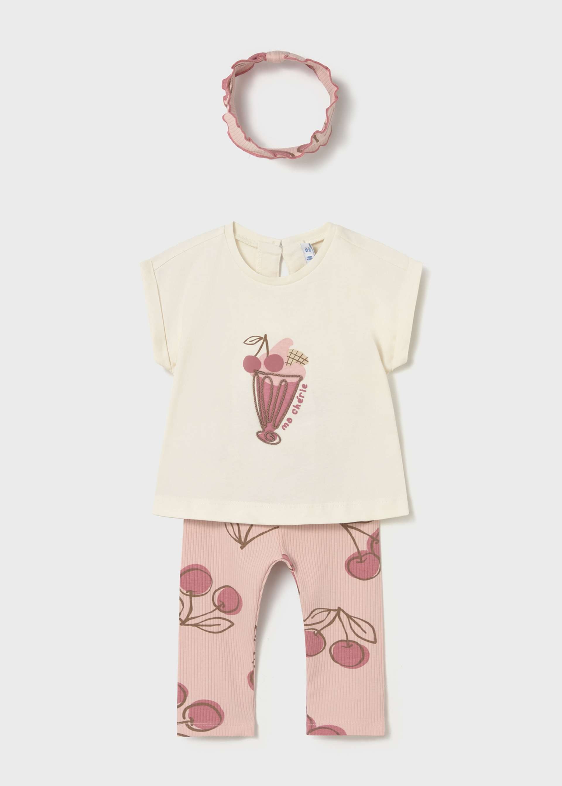 Conjunto 3 peças com bandolete bebé