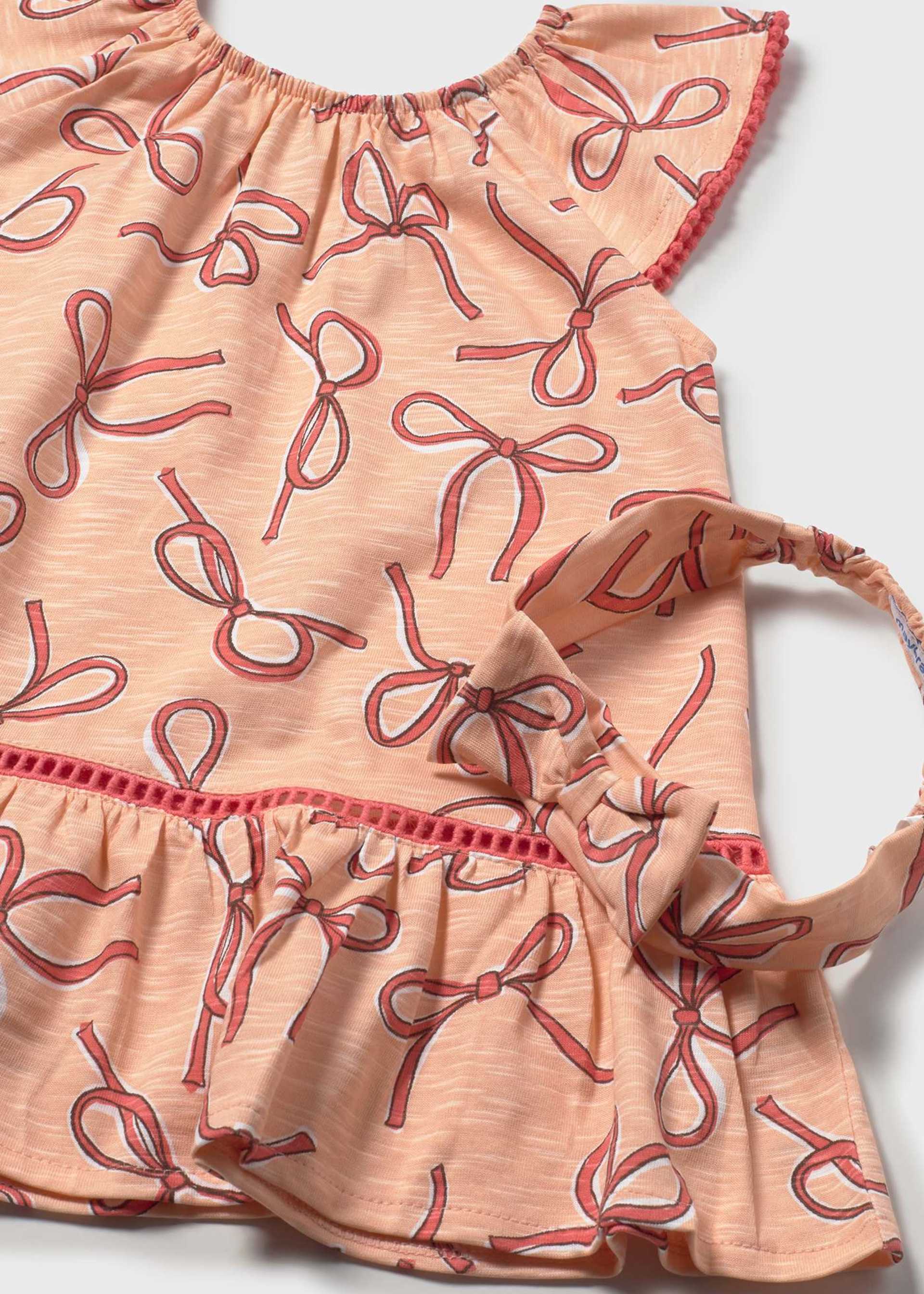 Vestito fiocchi stampati e fascia neonata