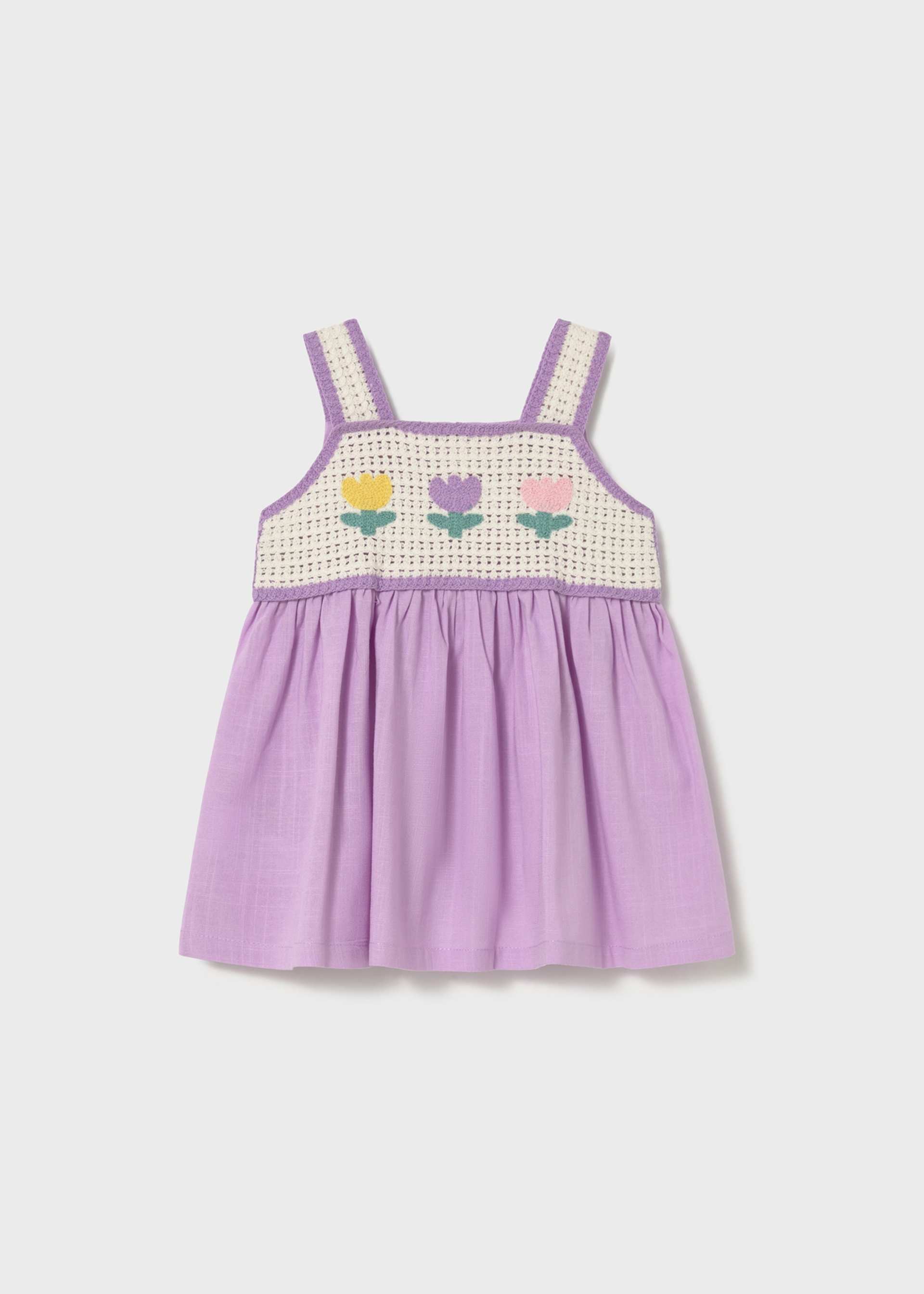 Kleid kombiniert Häkeldetail Baby
