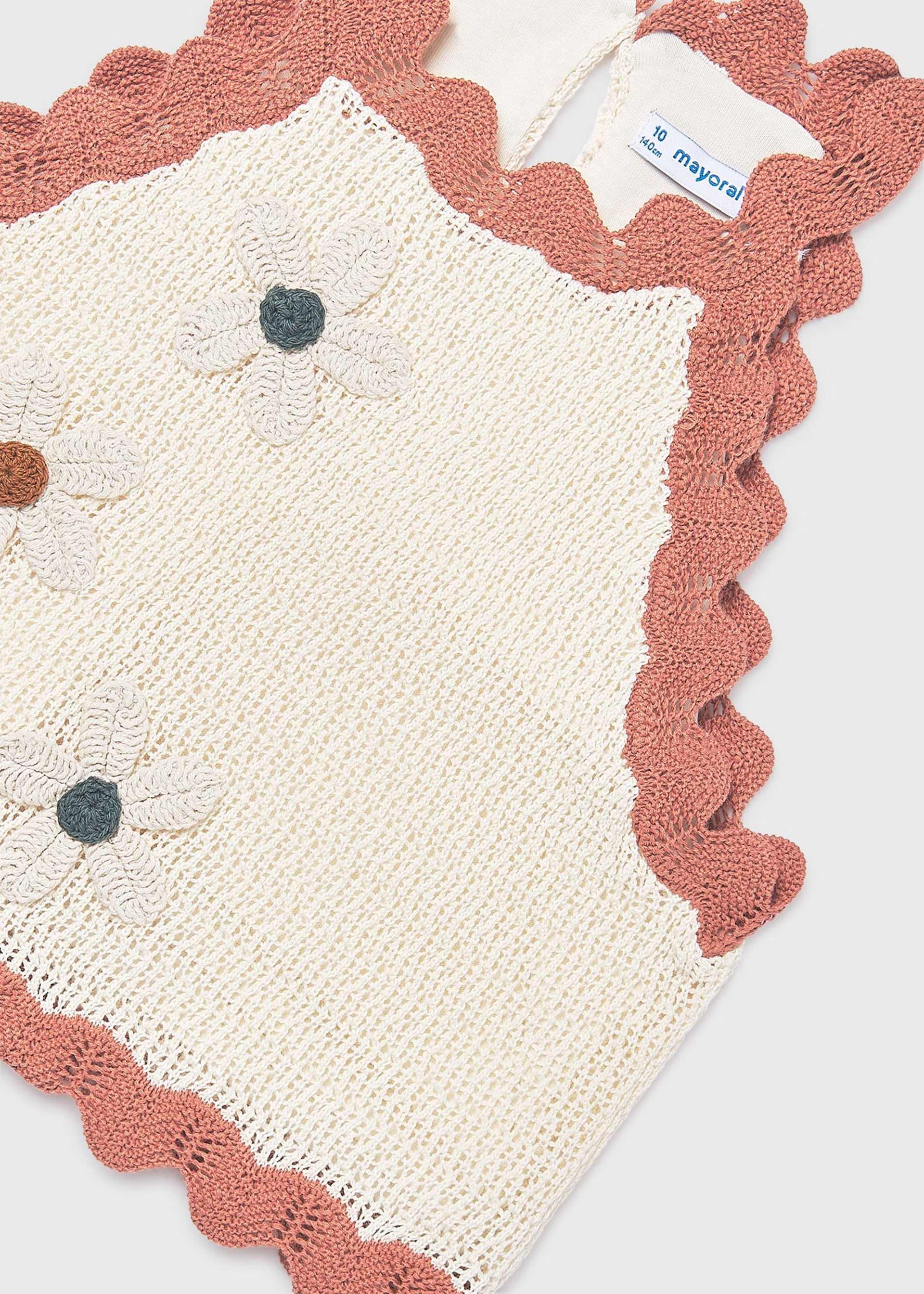 Top tricot fleurs fille