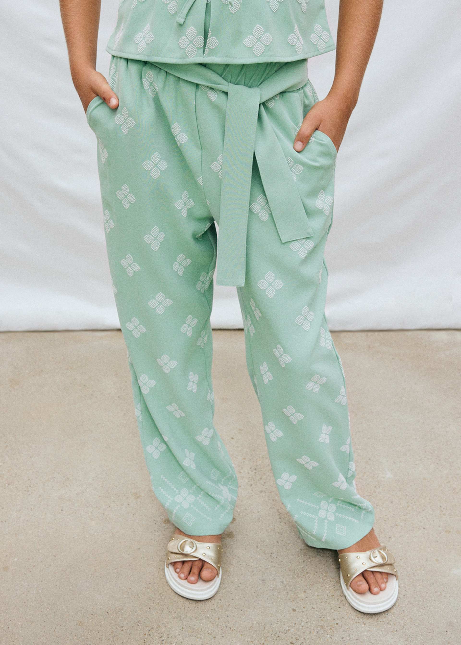 Girls' printed long trousers