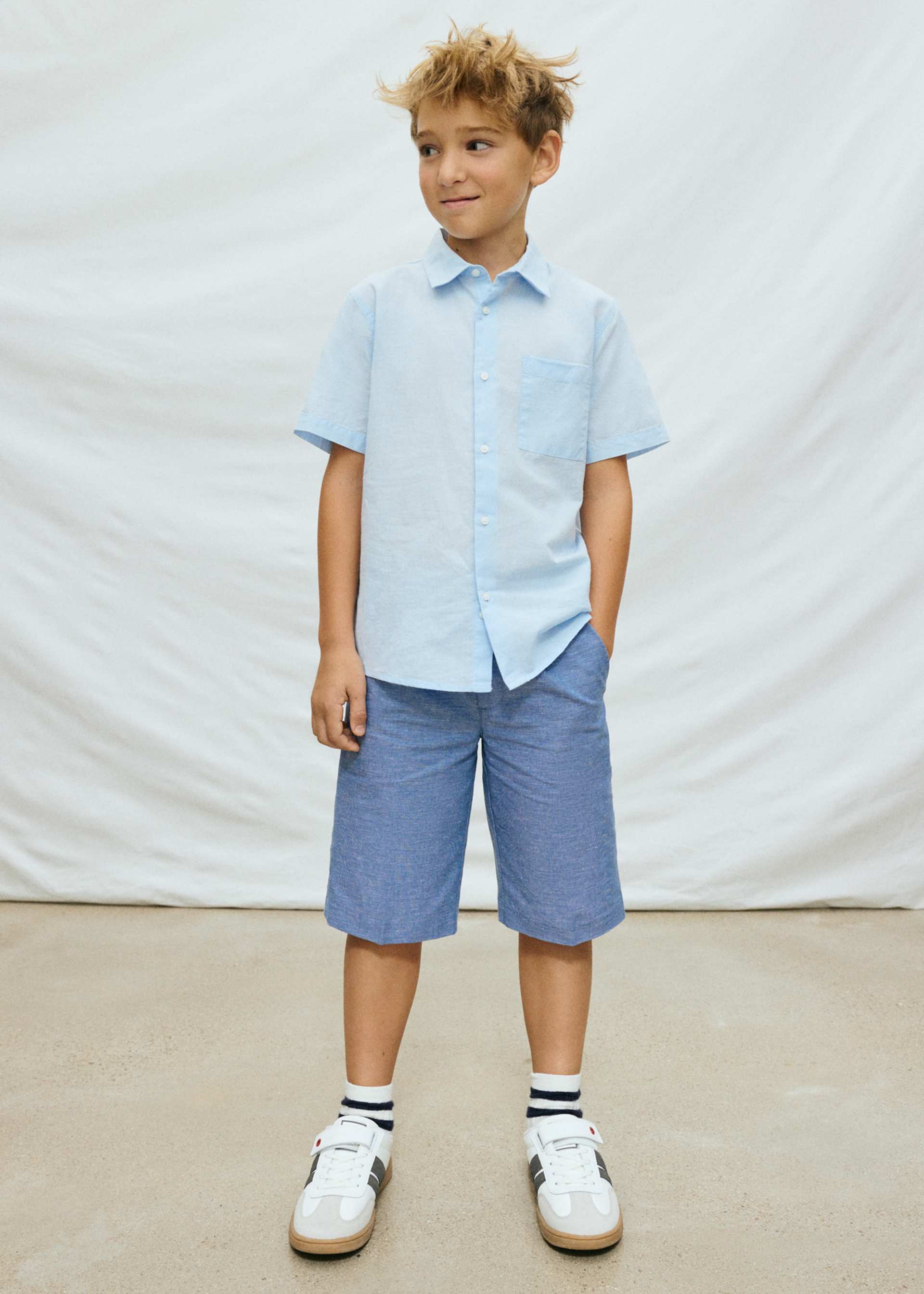 Boys' linen Bermuda shorts