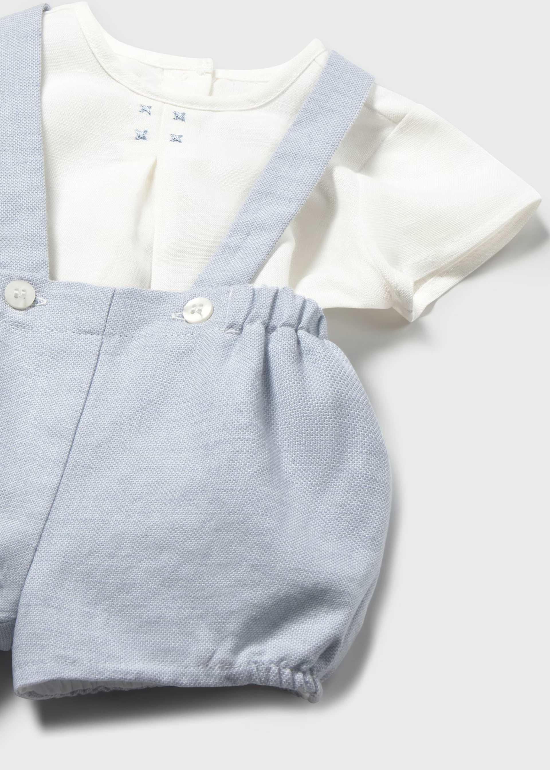 Conjunto short tirantes y camisa recién nacido