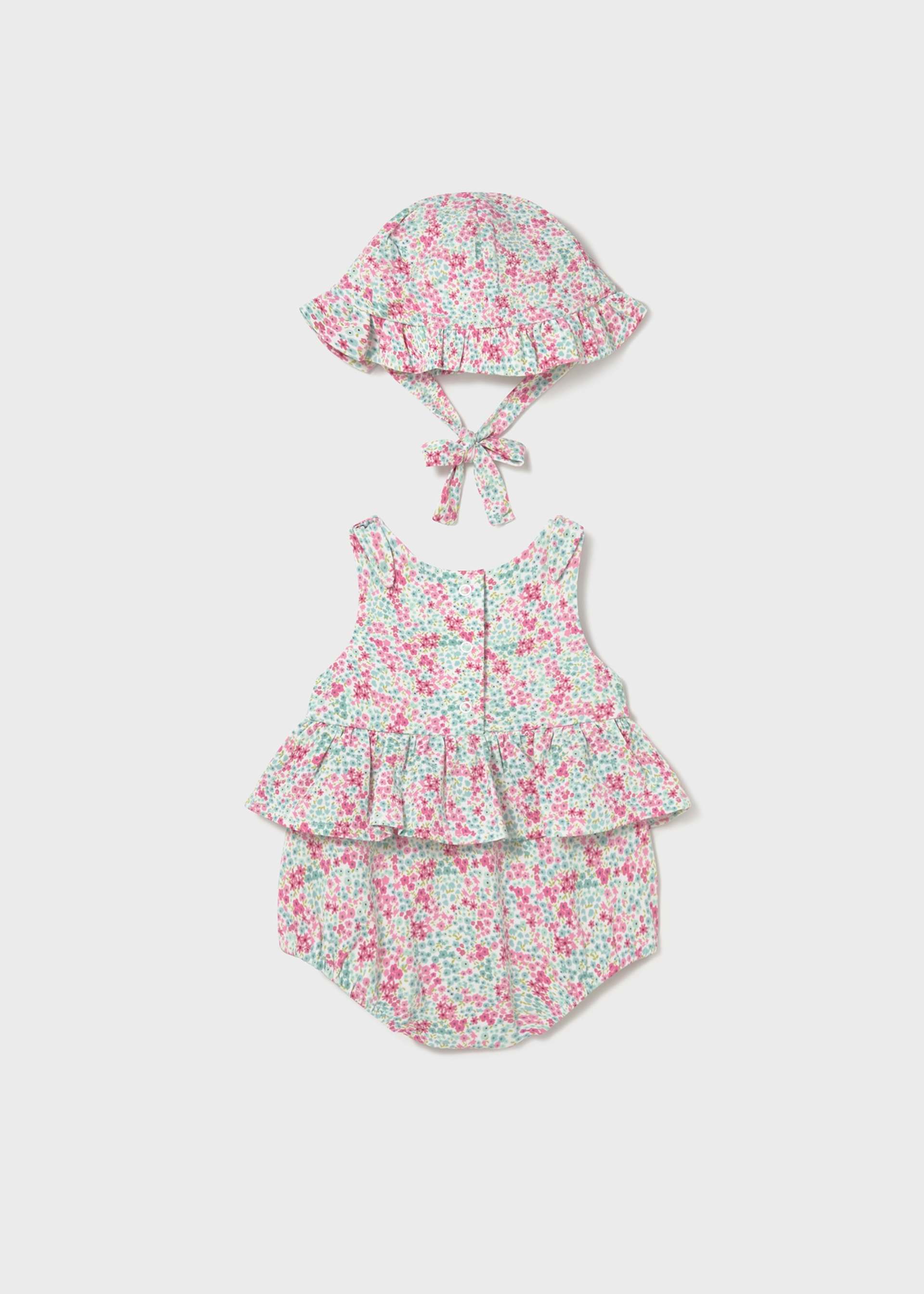 Peto estampado con gorro recién nacida