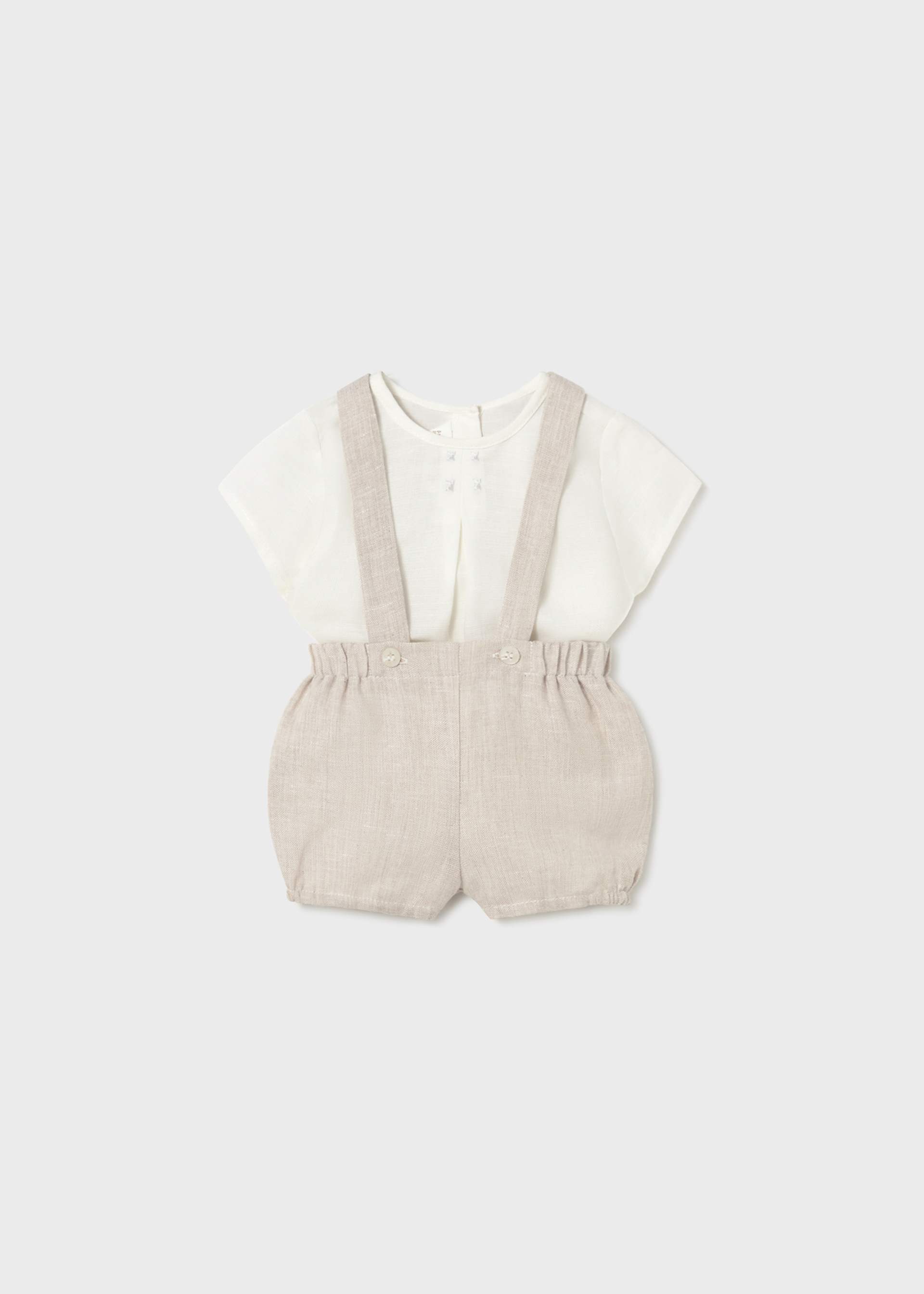 Newborn set shorts with suspenders and shirt