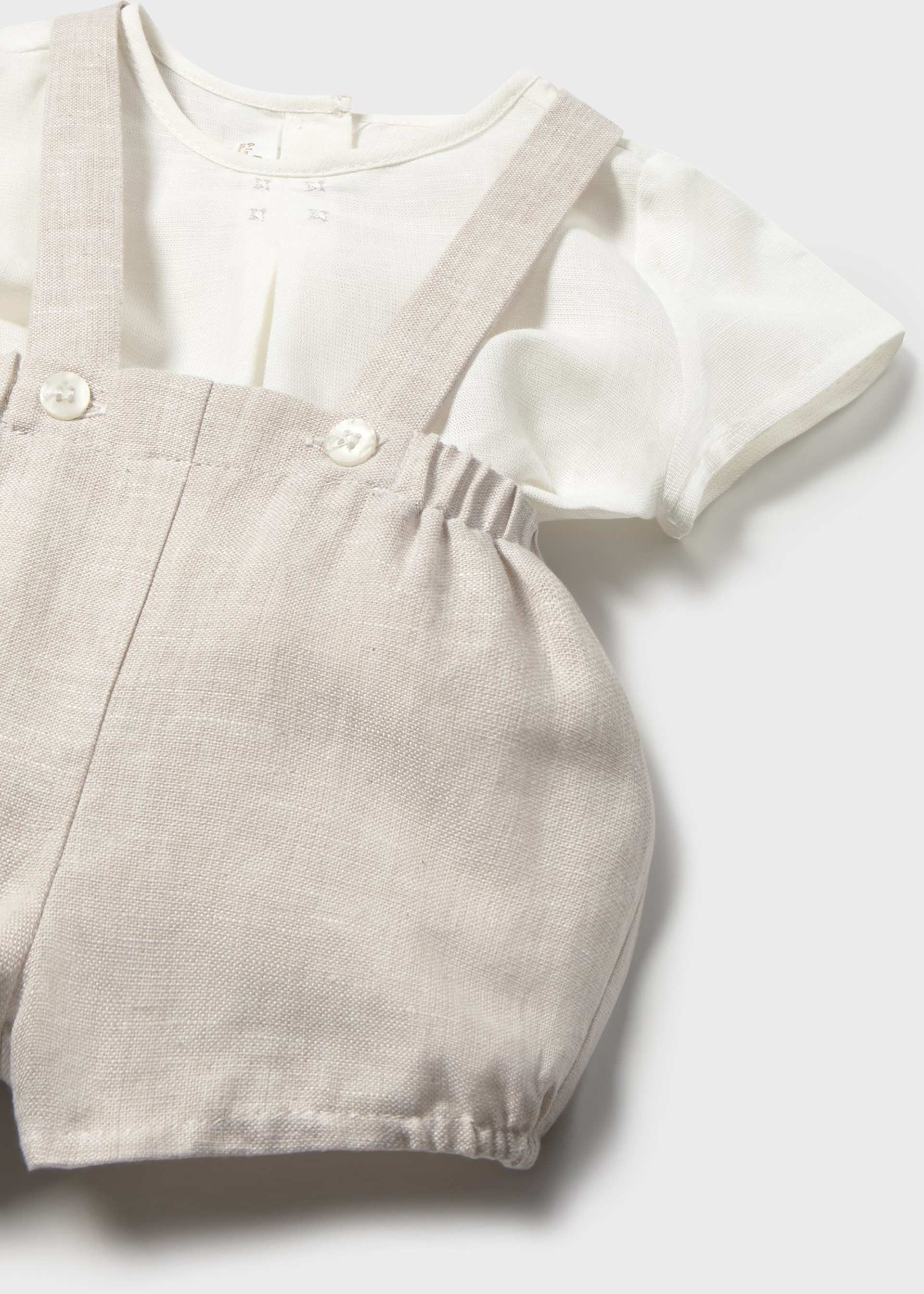 Newborn Boy Shorts with Suspenders and Shirt Set