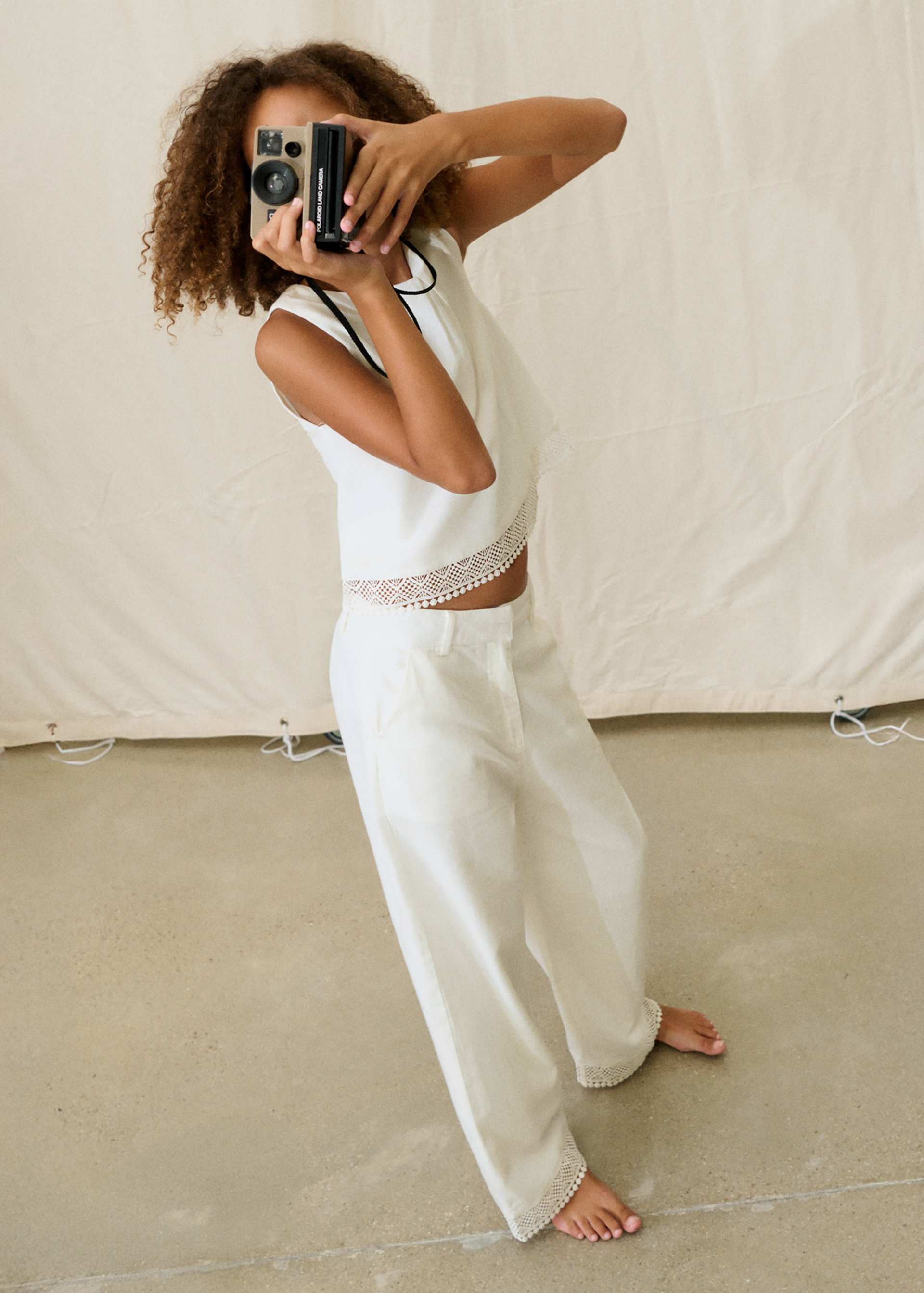 Pantalone lungo cinta ricamata ragazza