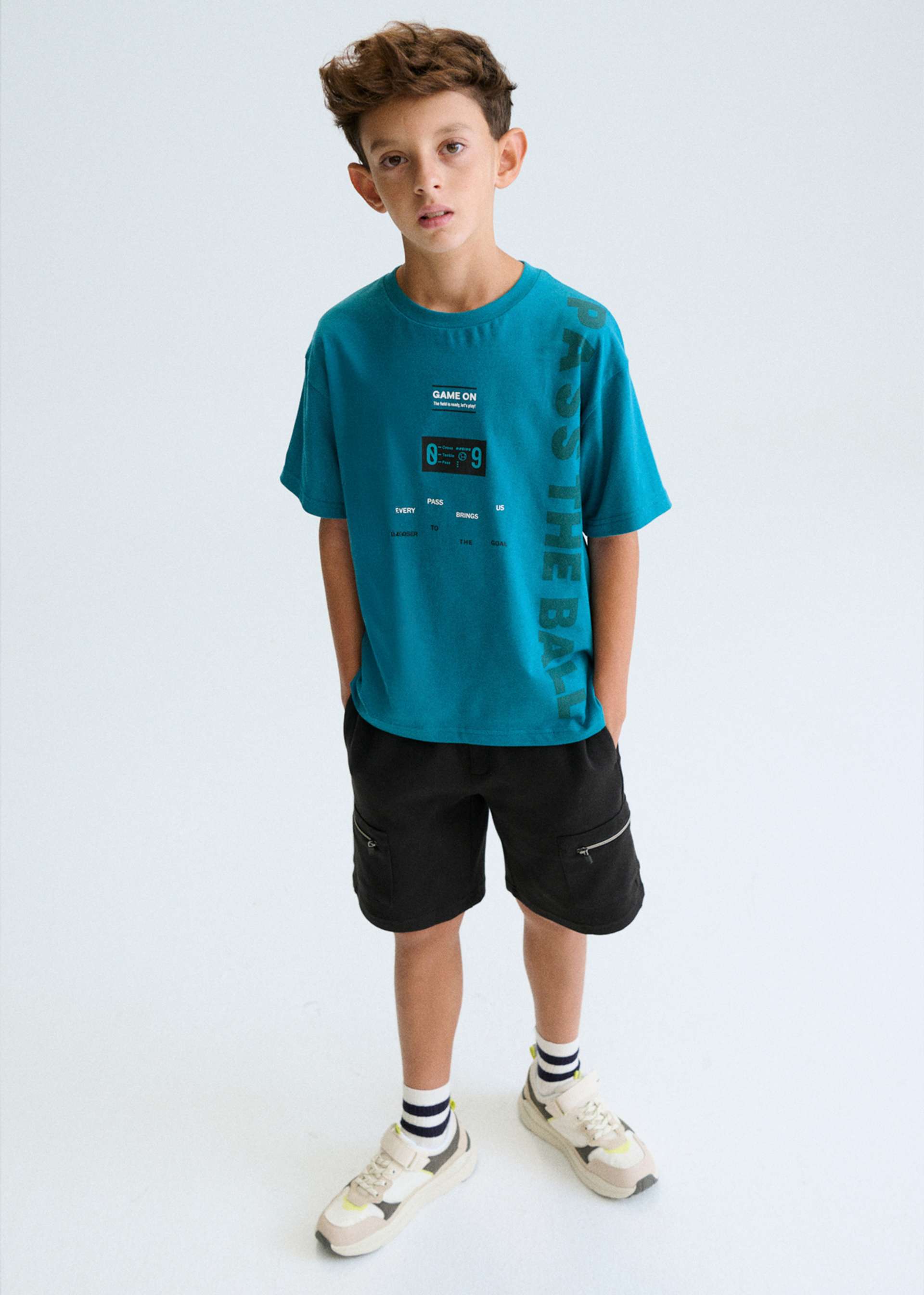 T-Shirt Buchstaben Fußball Teenager Jungen