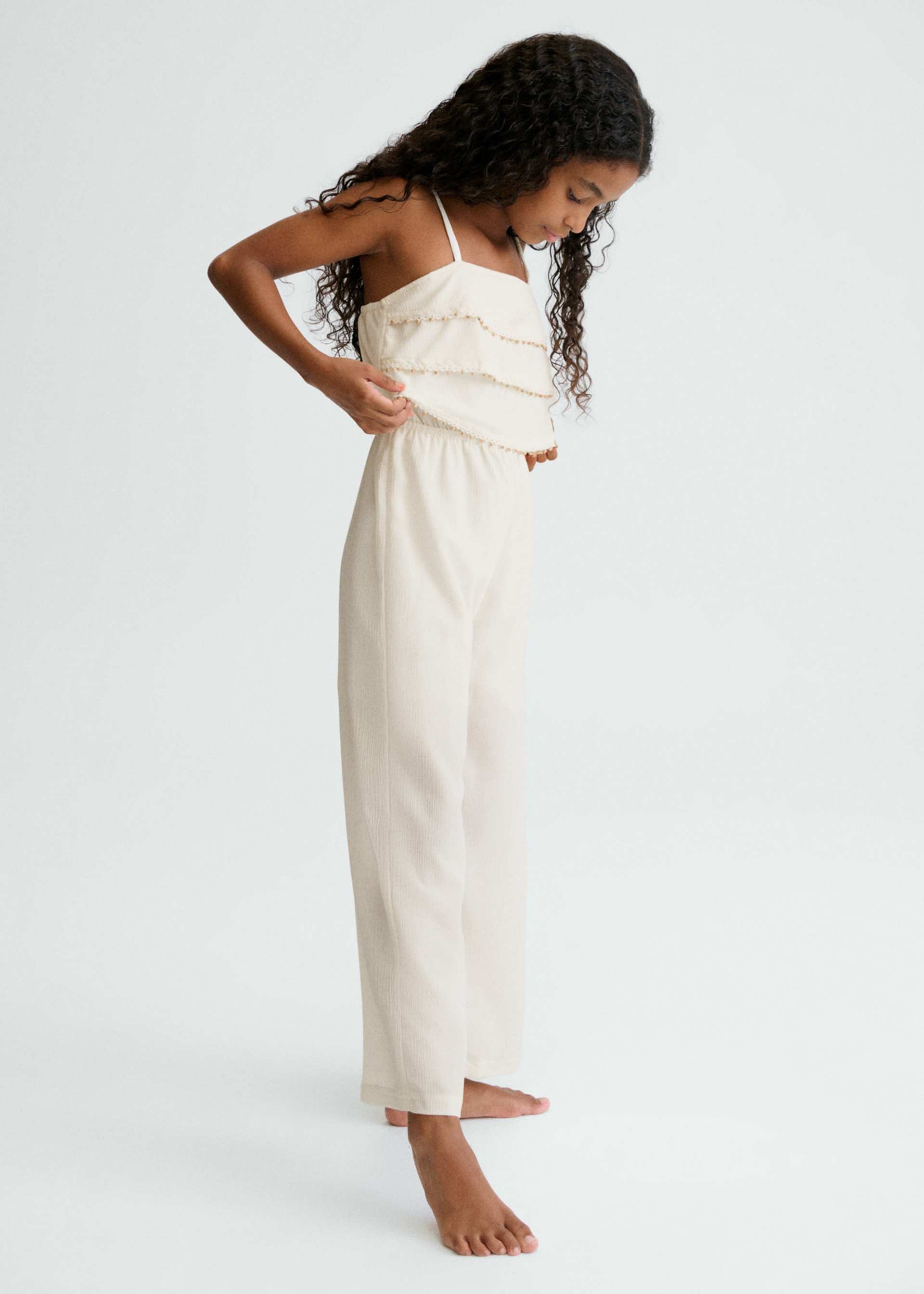 Long ruffled jumpsuit for girls
