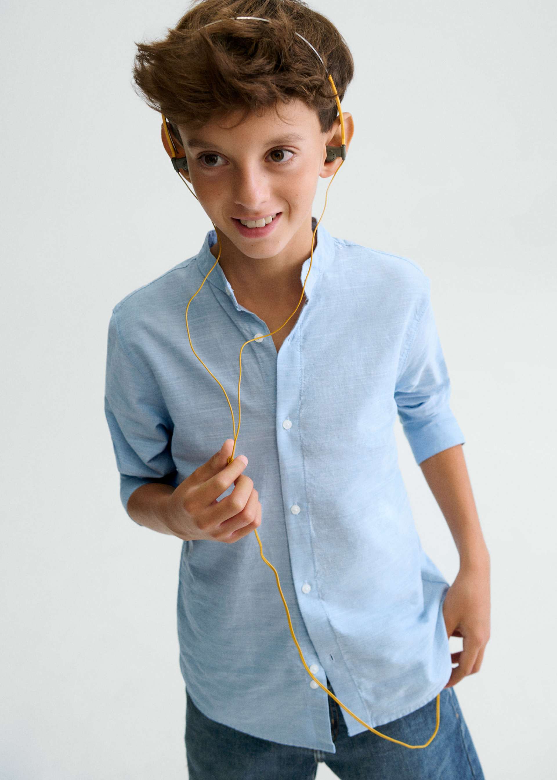 Camicia manica lunga colletto alla coreana ragazzo