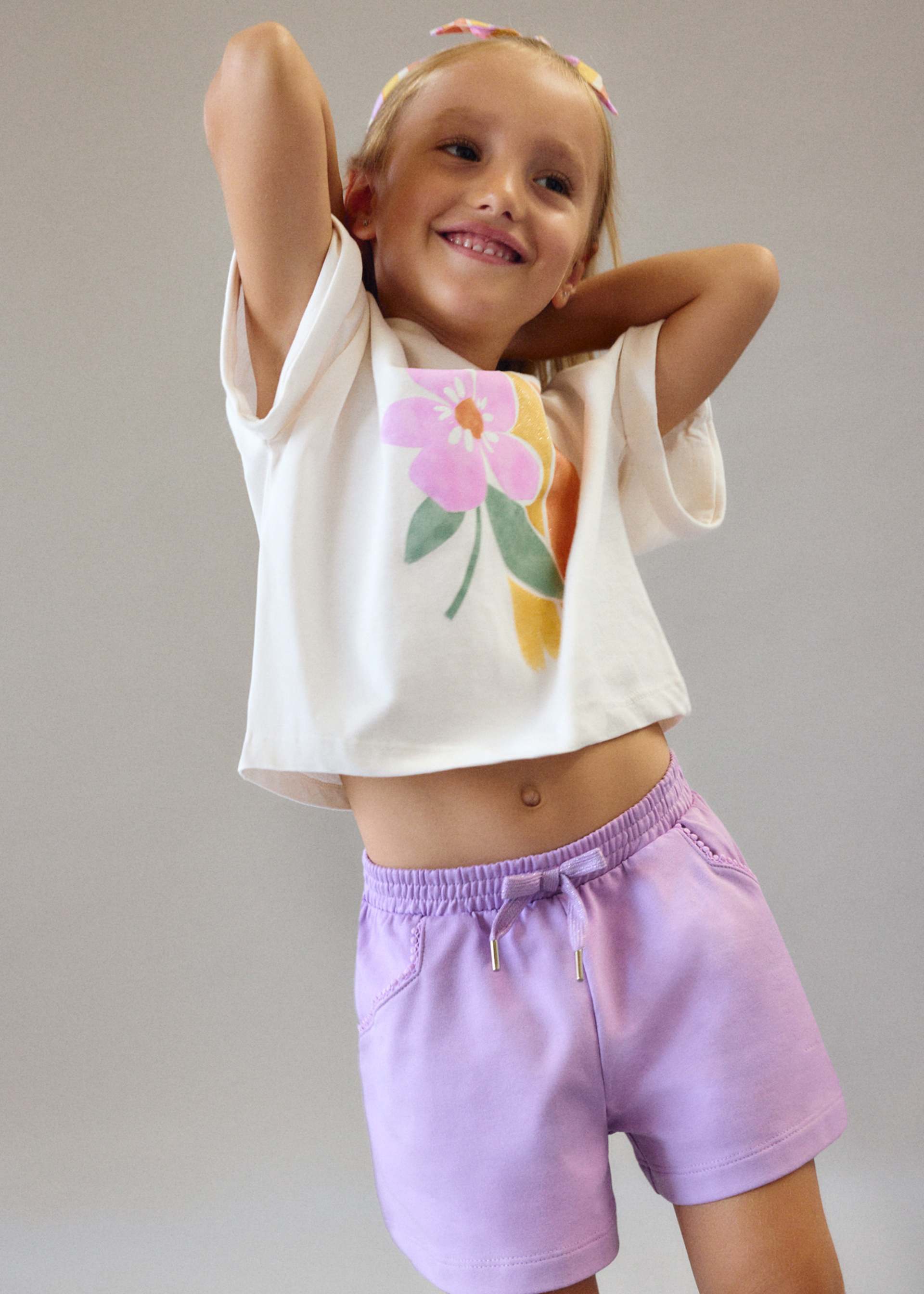 Maglietta con elastico per capelli stampato bambina