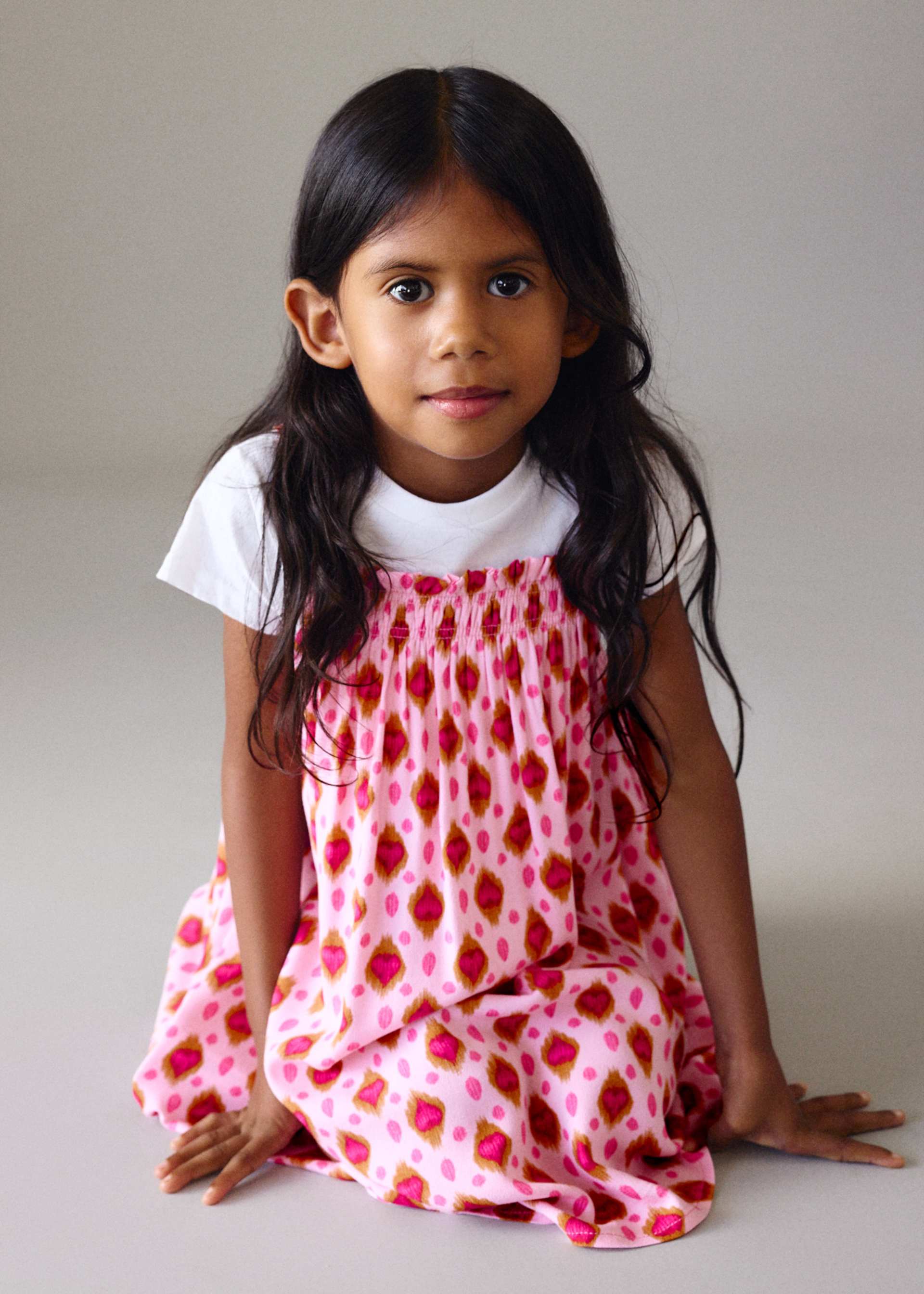 Print combination dress girl