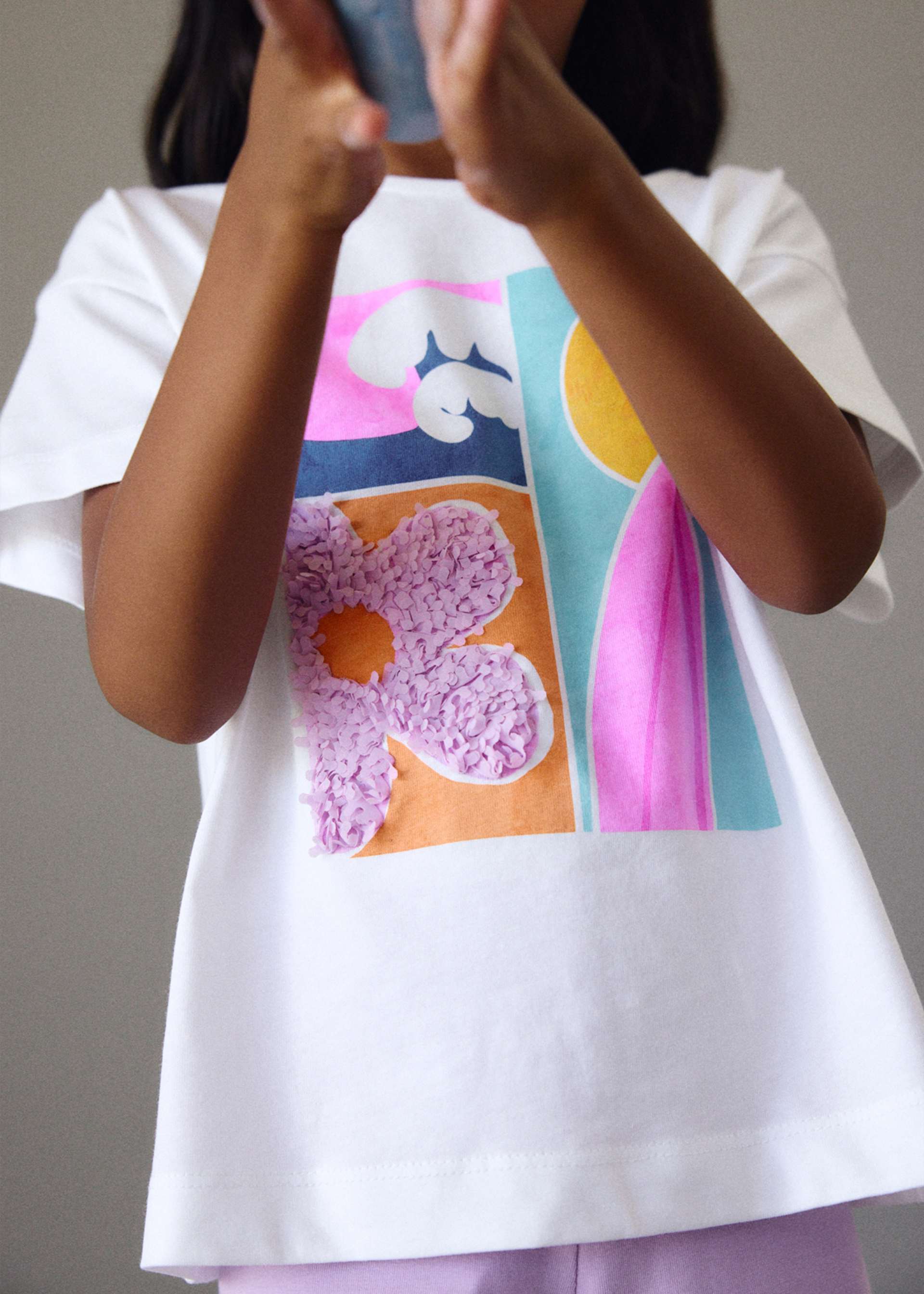 Girl's cropped leggings and T-shirt set