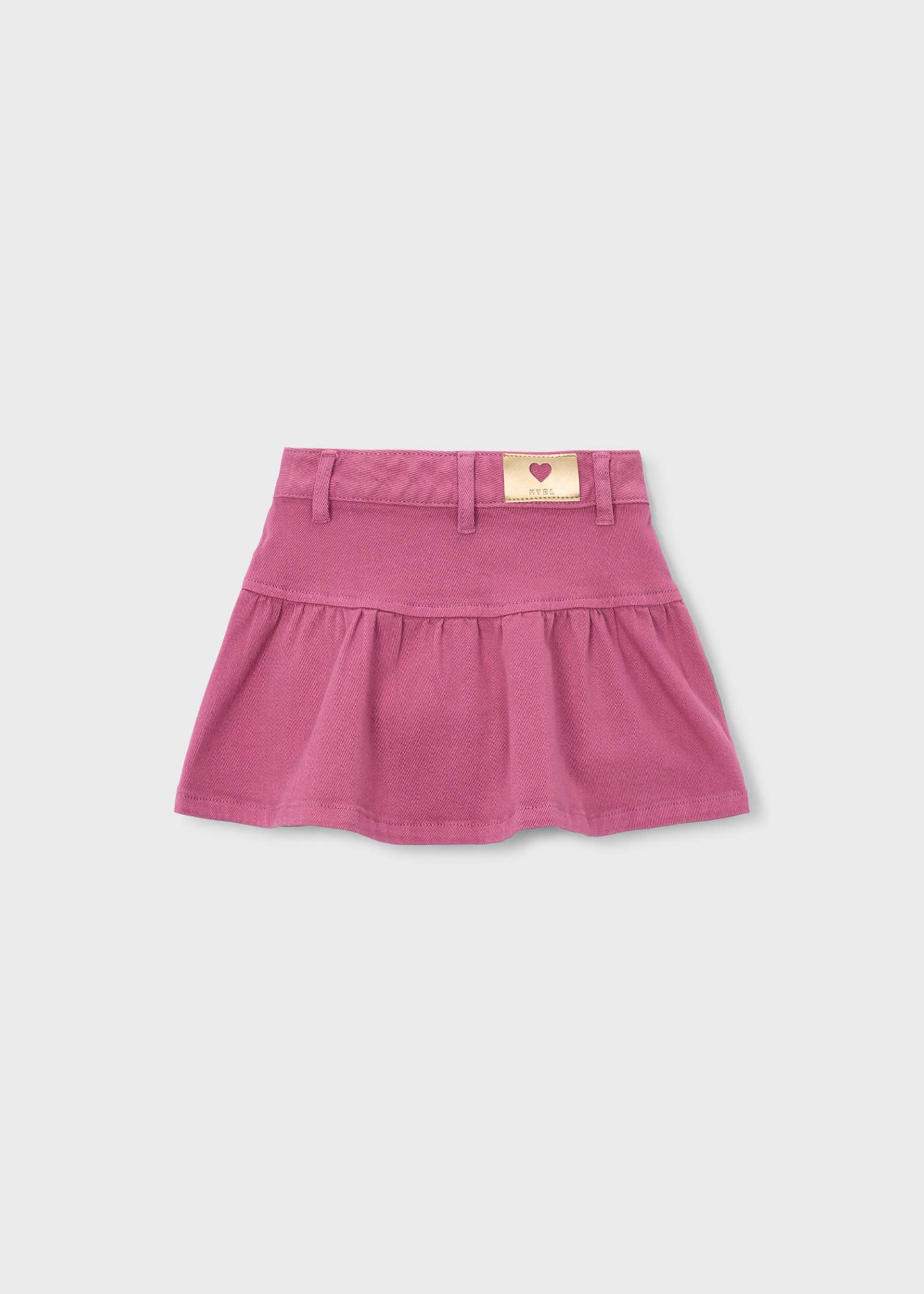 Gathered twill skirt