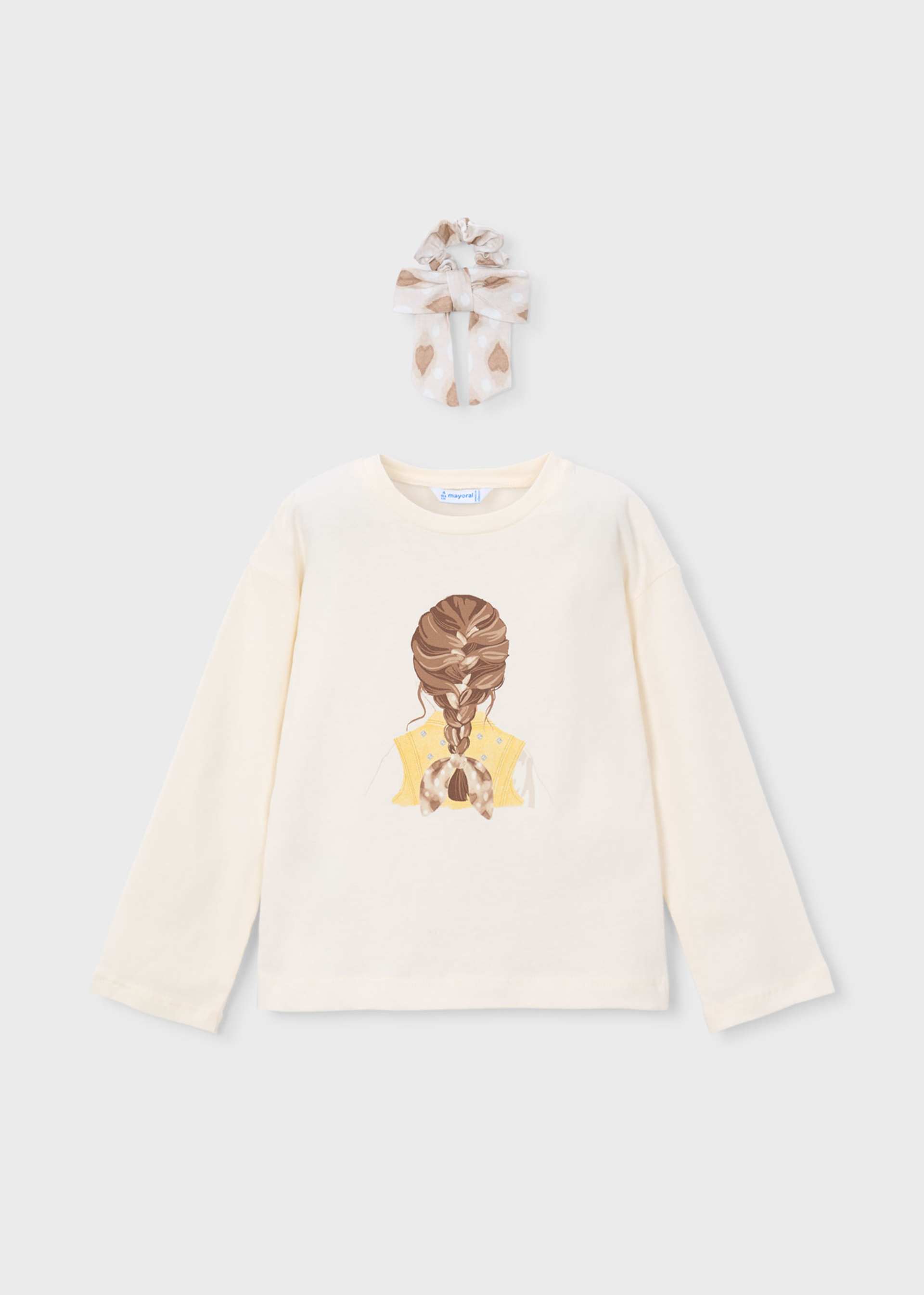 Camiseta de manga larga con coletero niña