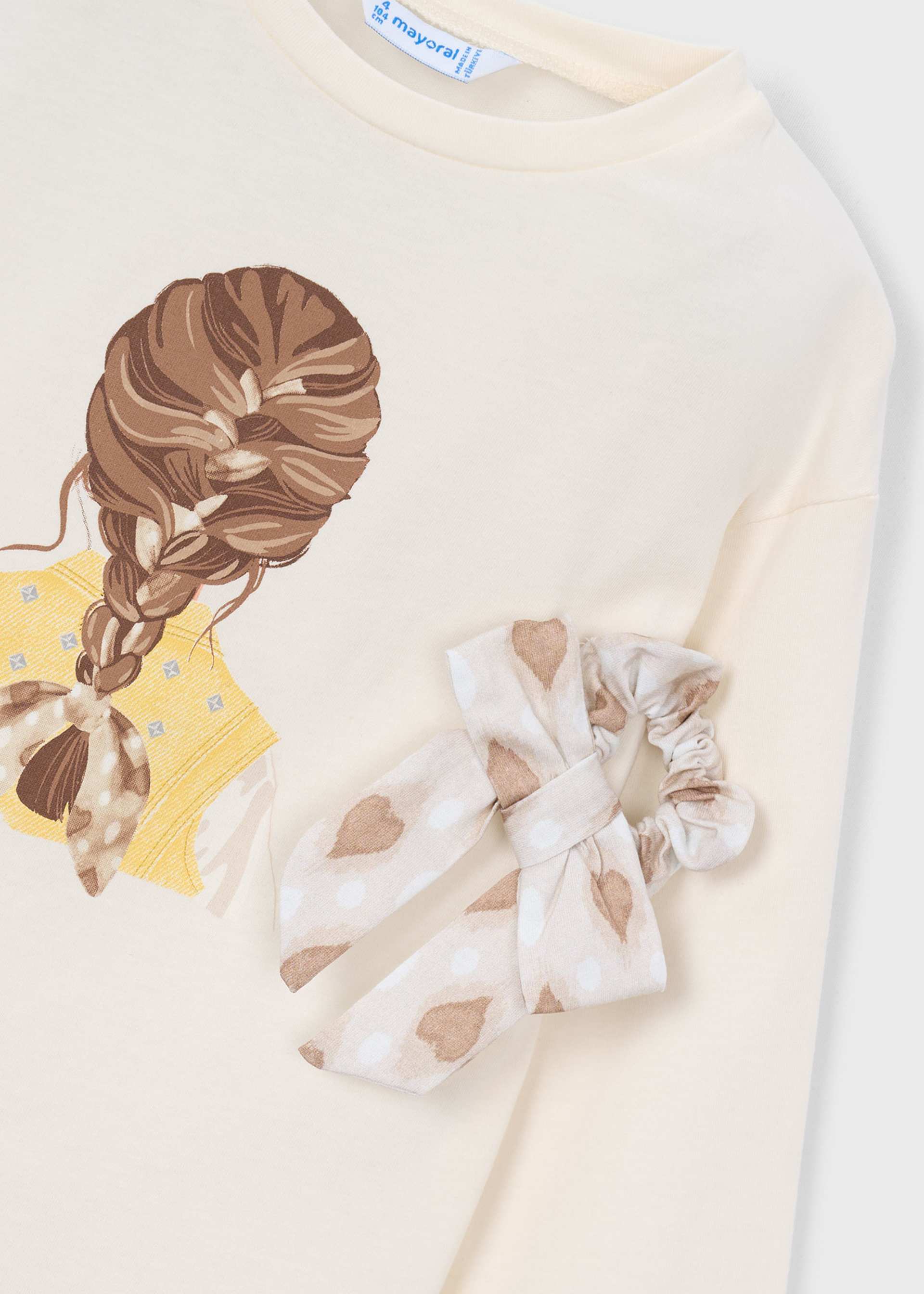 Camiseta de manga larga con coletero niña