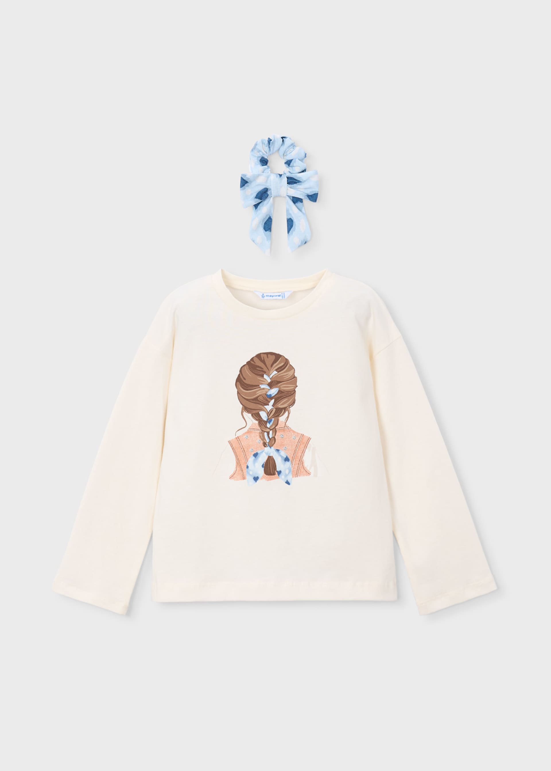 Playera de manga larga con scrunchie niña