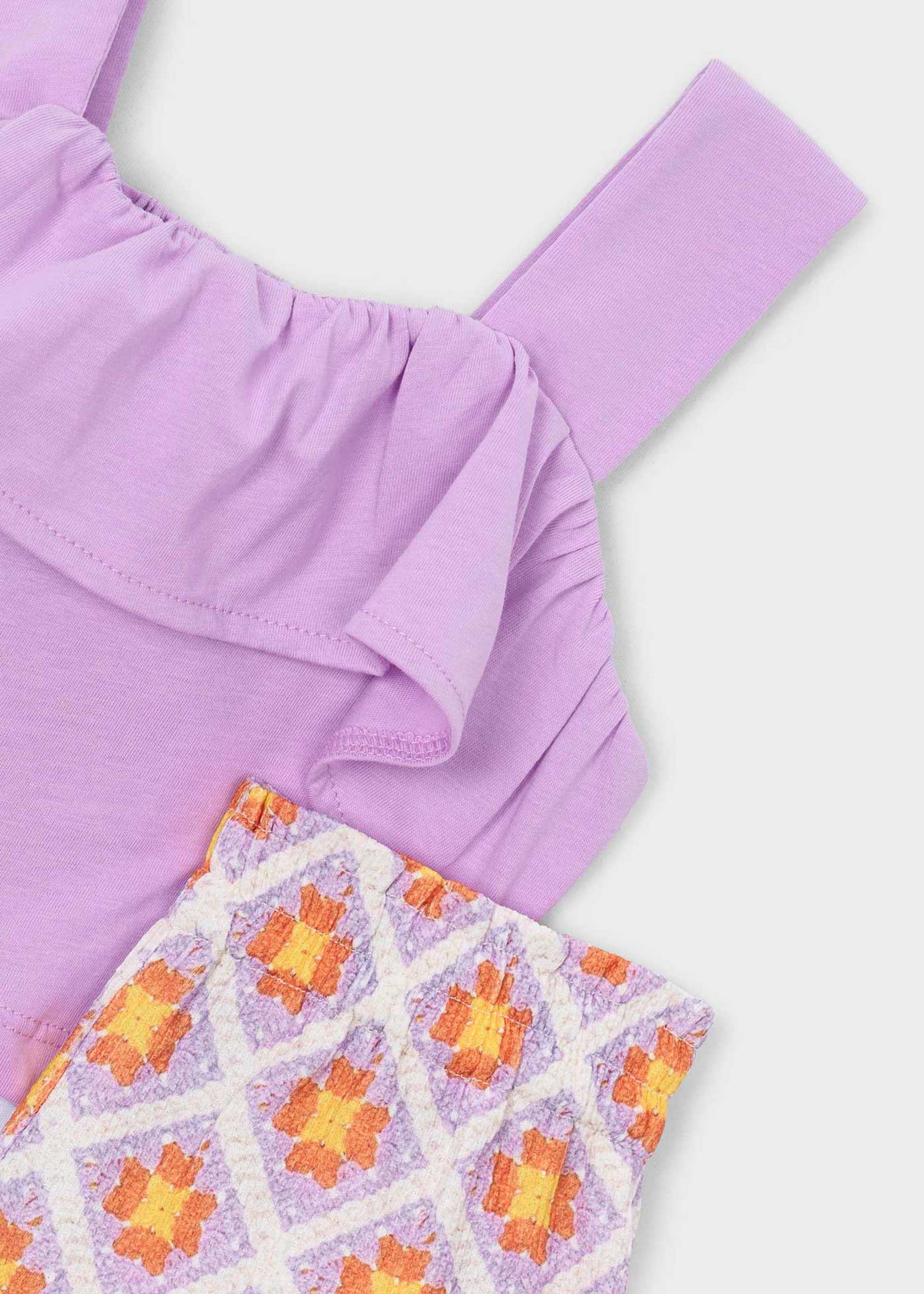 Conjunto short estampado y top holanes niña