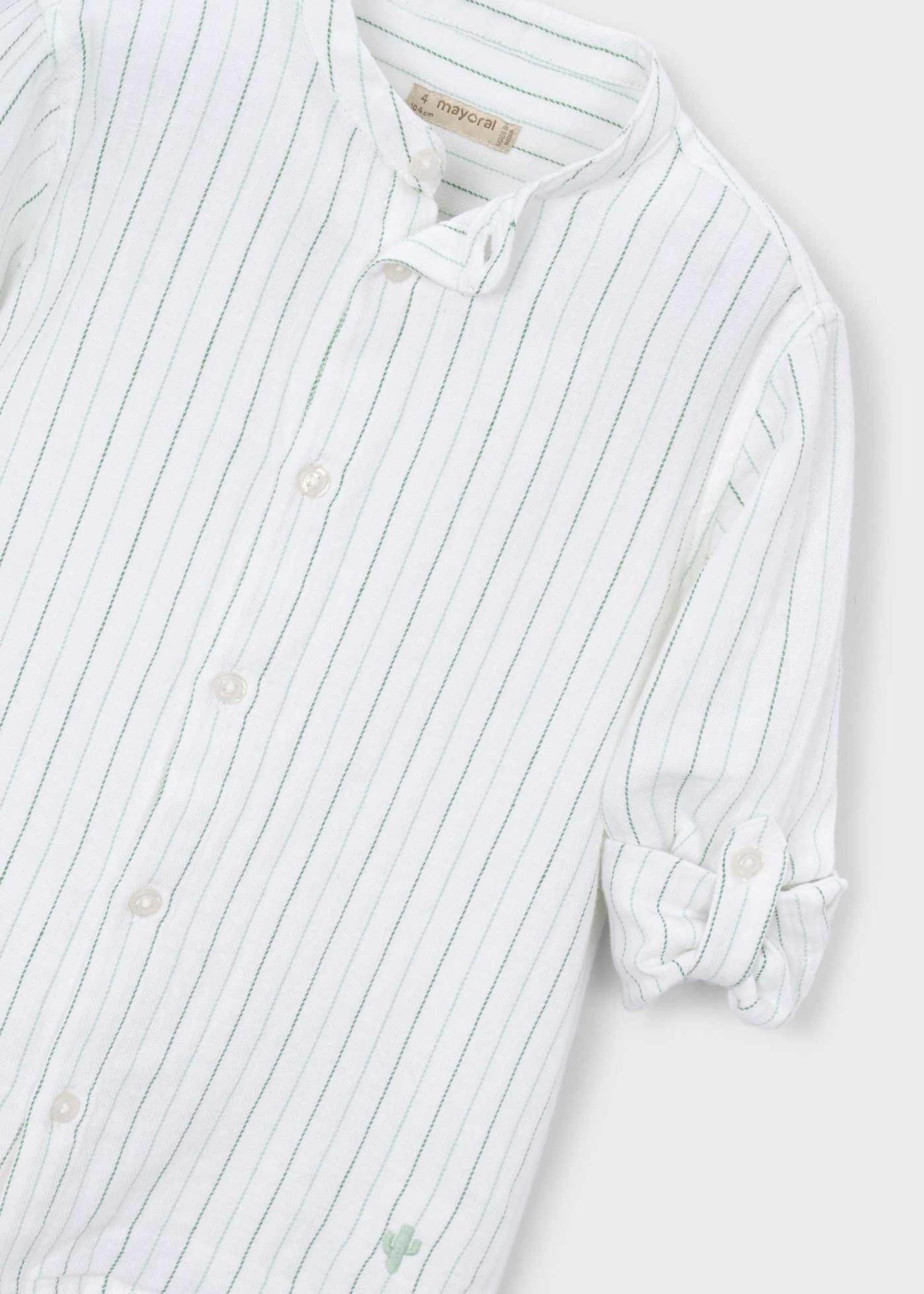 Boy's striped shirt with mandarin collar