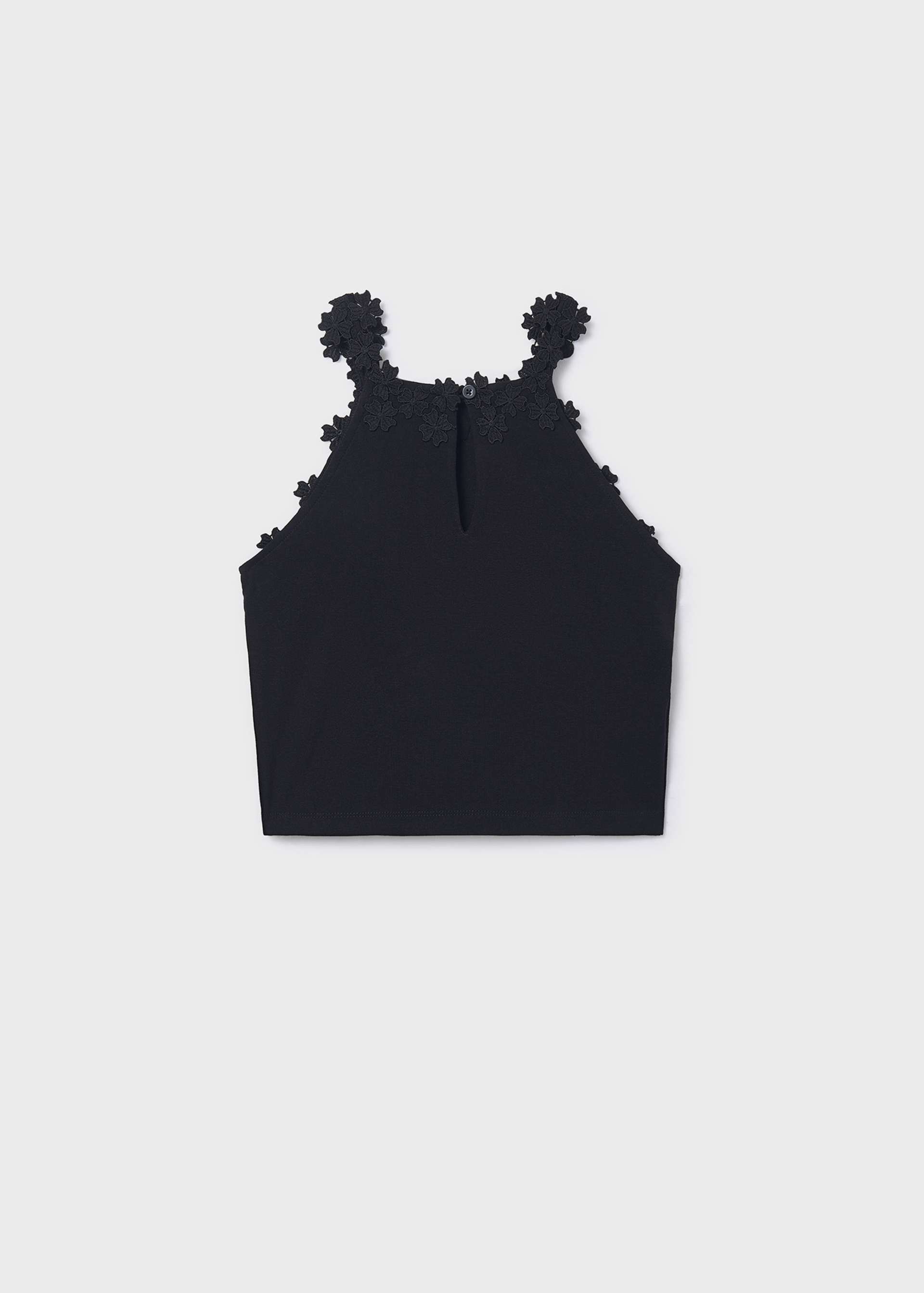 T-shirt detalhe floral em alças rapariga
