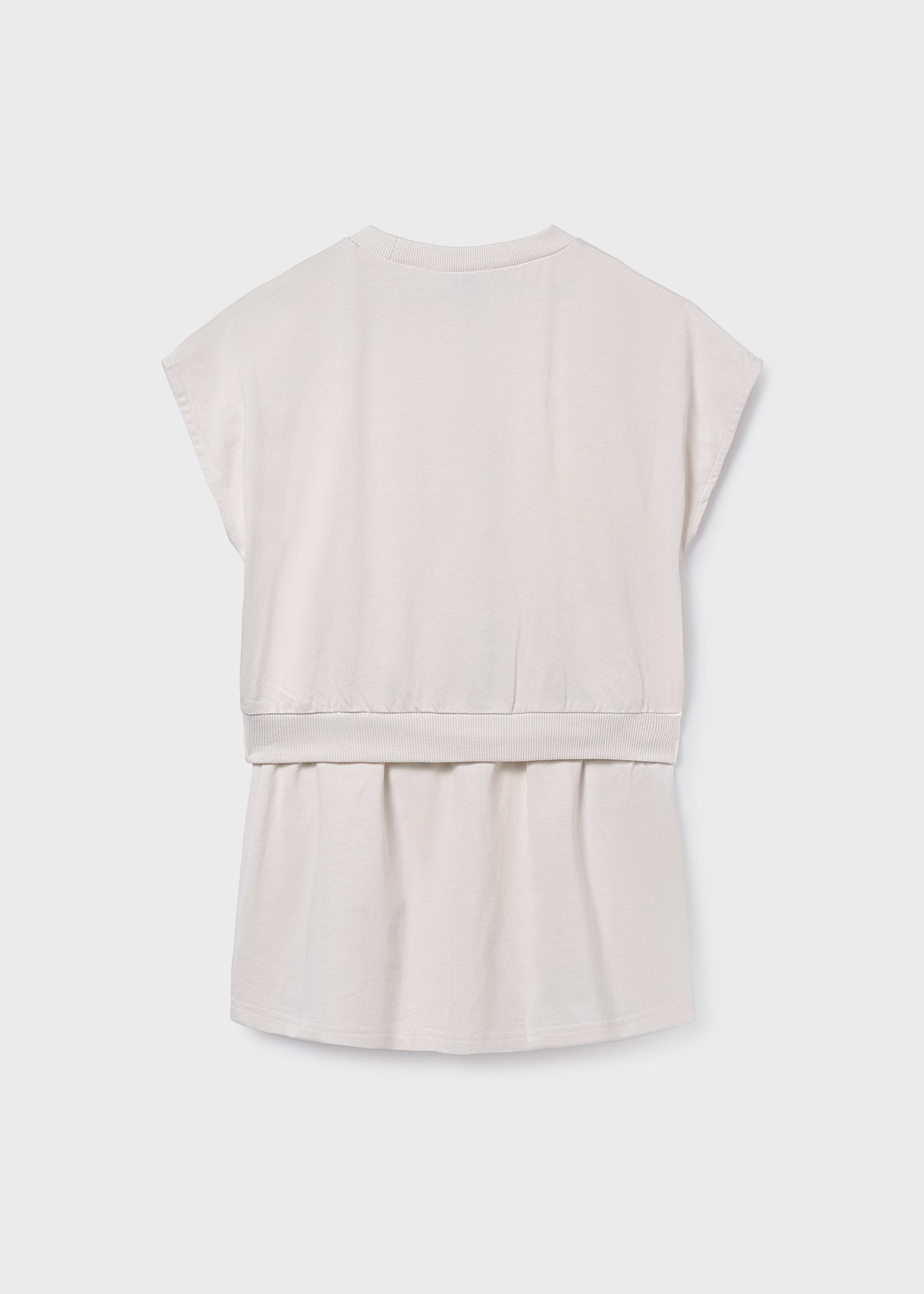 Комплект пола и тениска с контраст за момиче