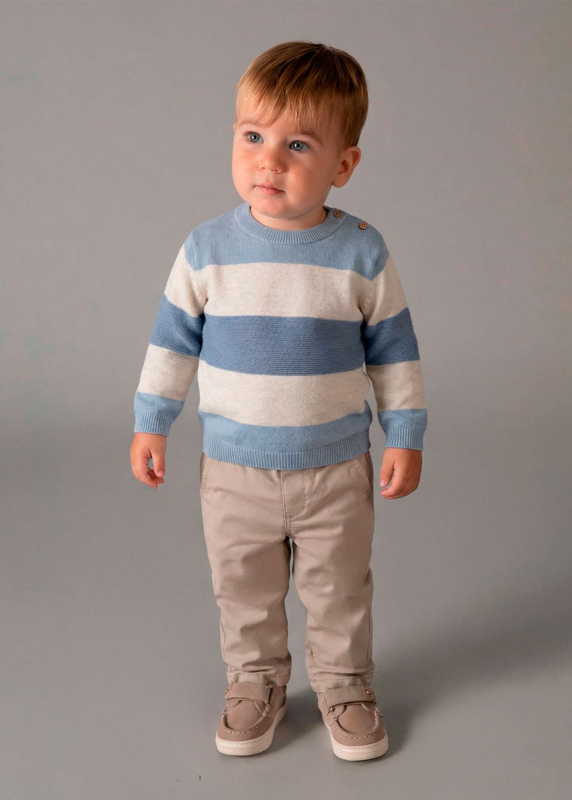 Long chino trousers in piqué fabric