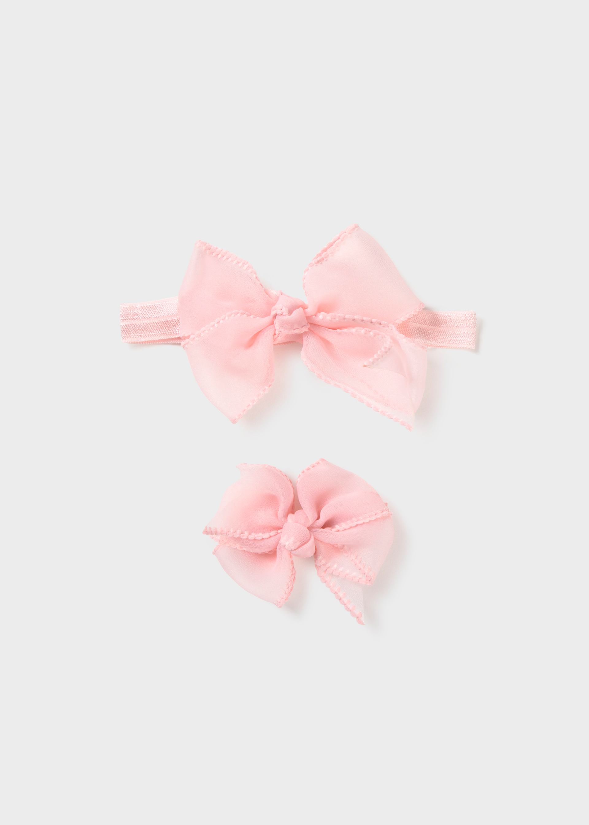 Elastic headband with bow clip for newborns