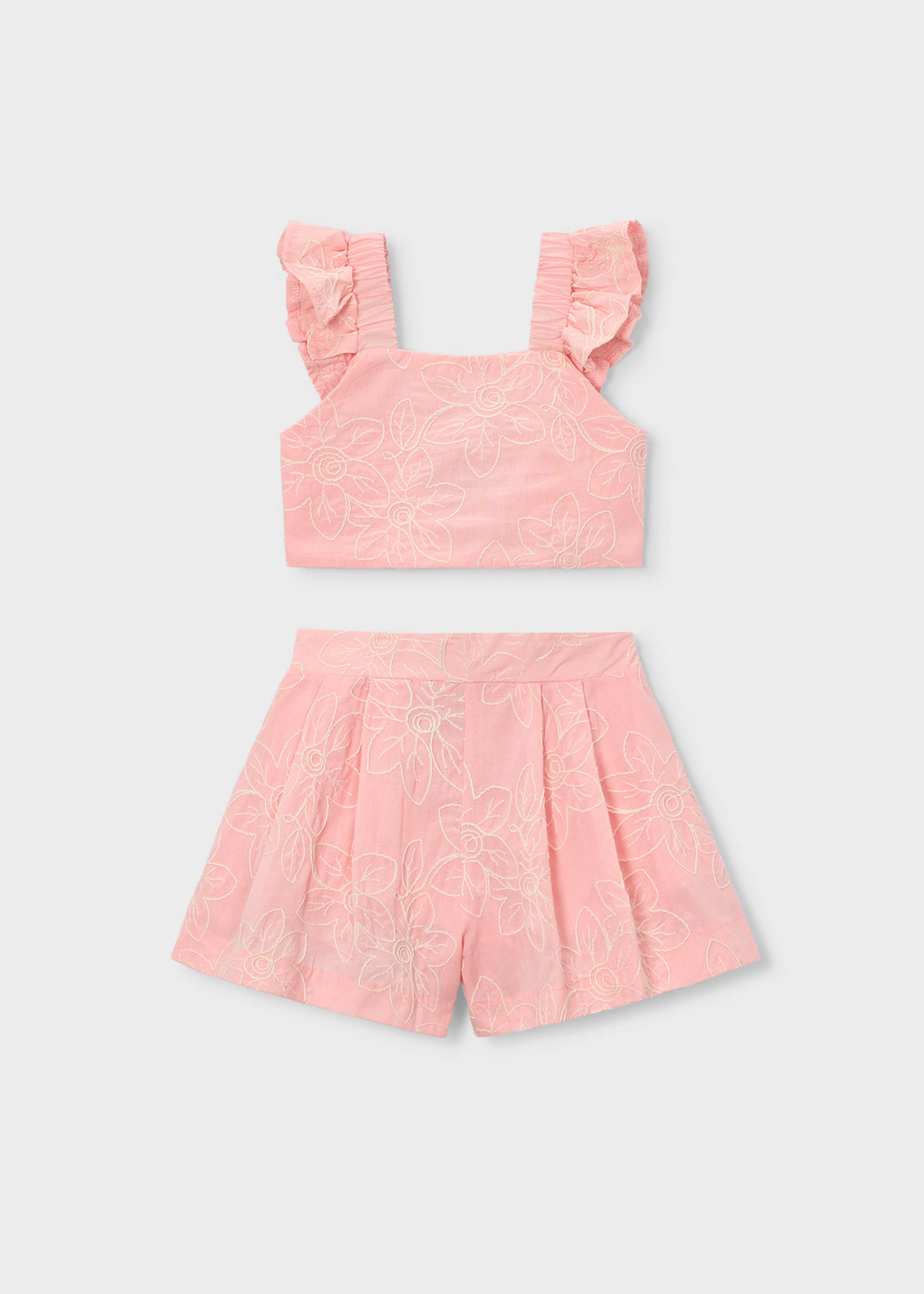 Ensemble bermuda et top à volants cérémonie fille