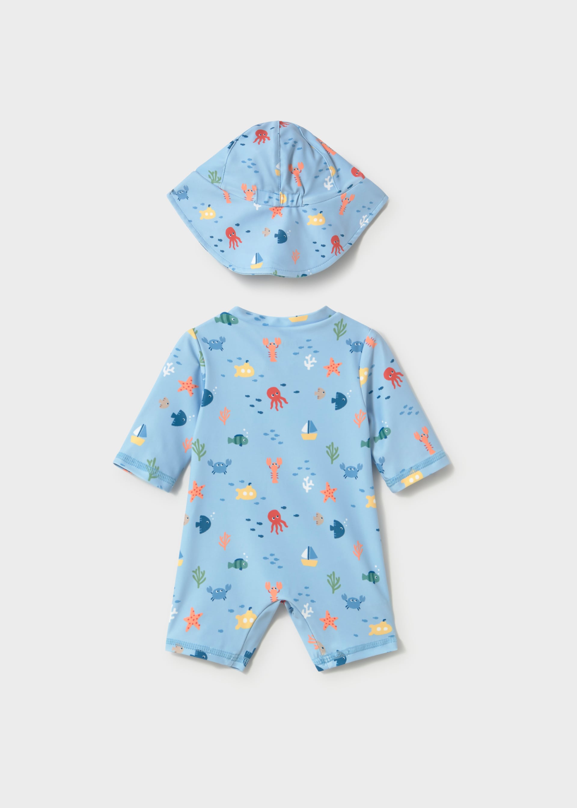 Peto baño con gorro protección solar recién nacido