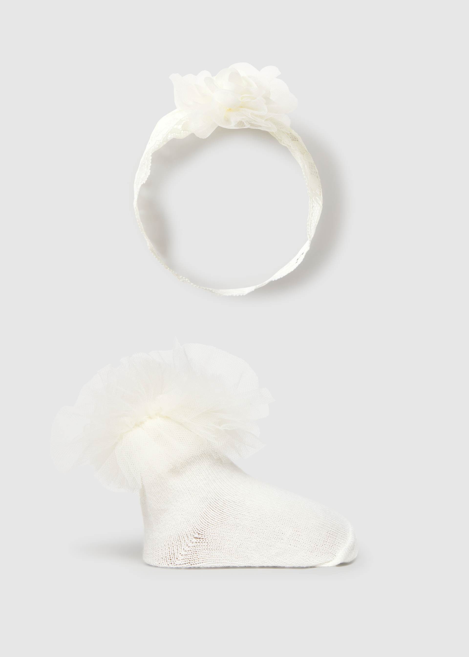 Set Haarband und Strümpfe Neugeborene