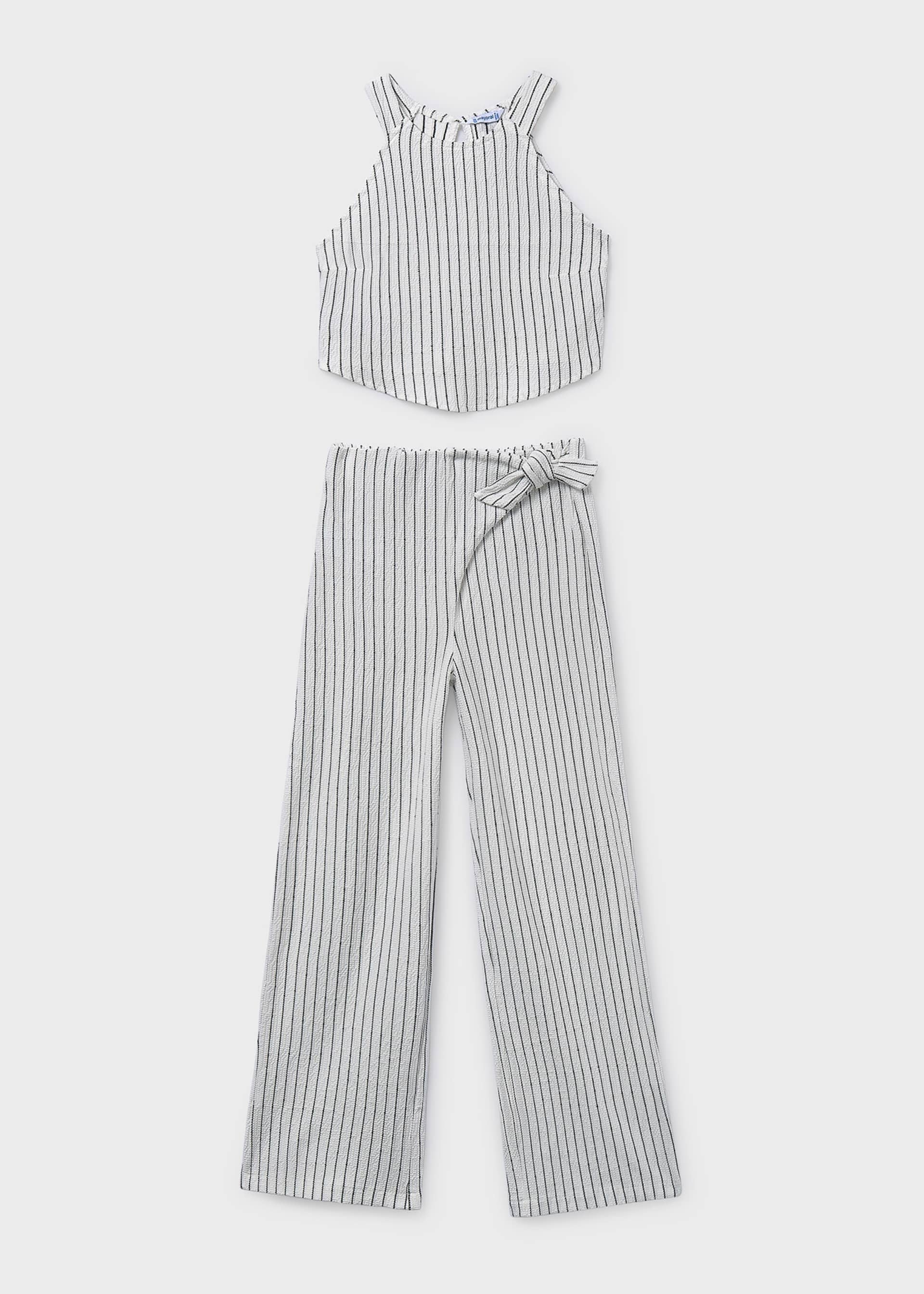 Completo pantalone e top righe ragazza