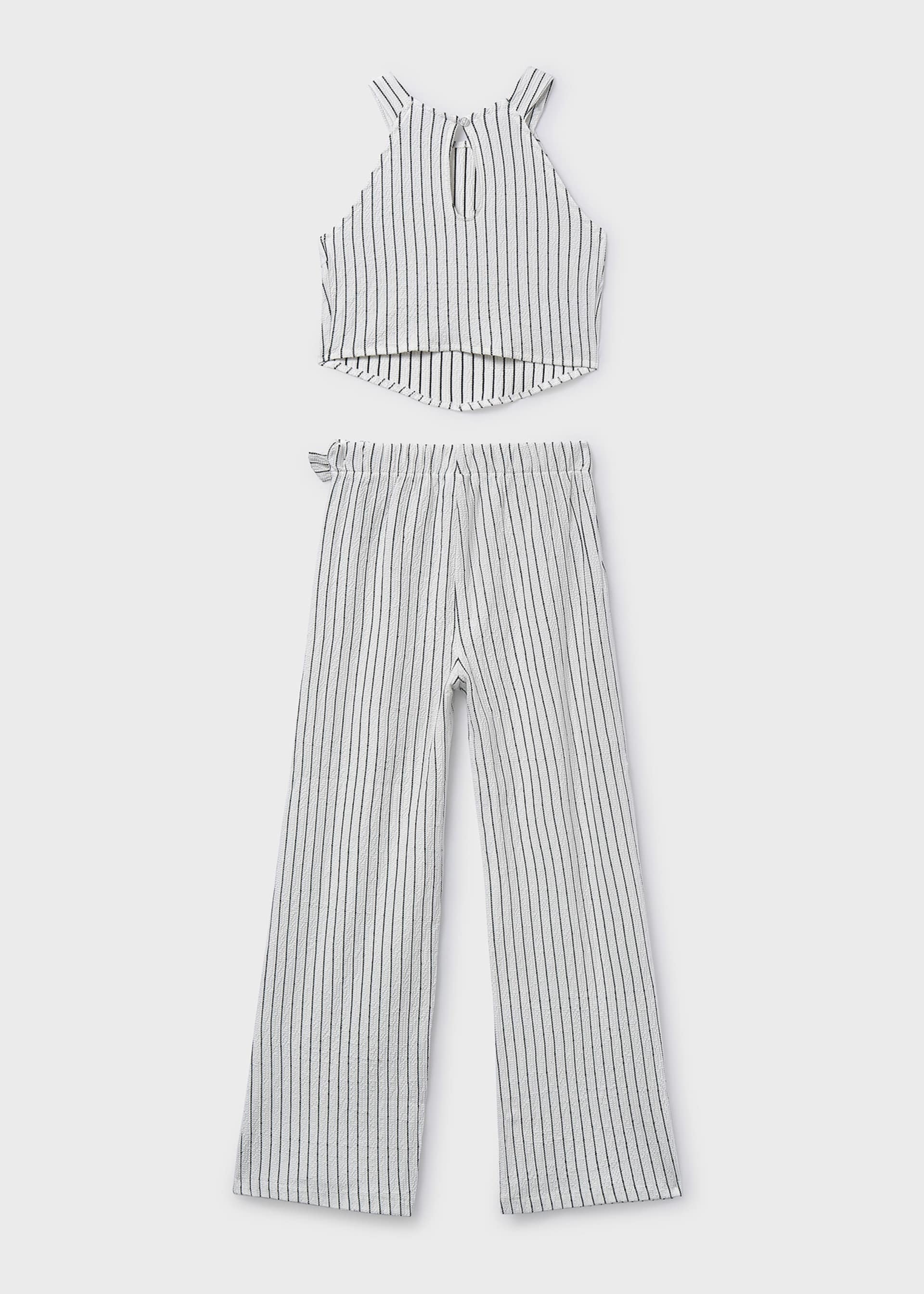 Completo pantalone e top righe ragazza