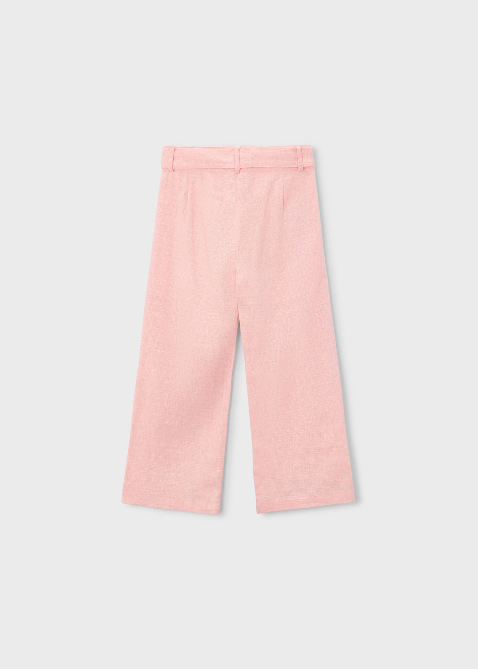 Embroidered linen trousers for girls