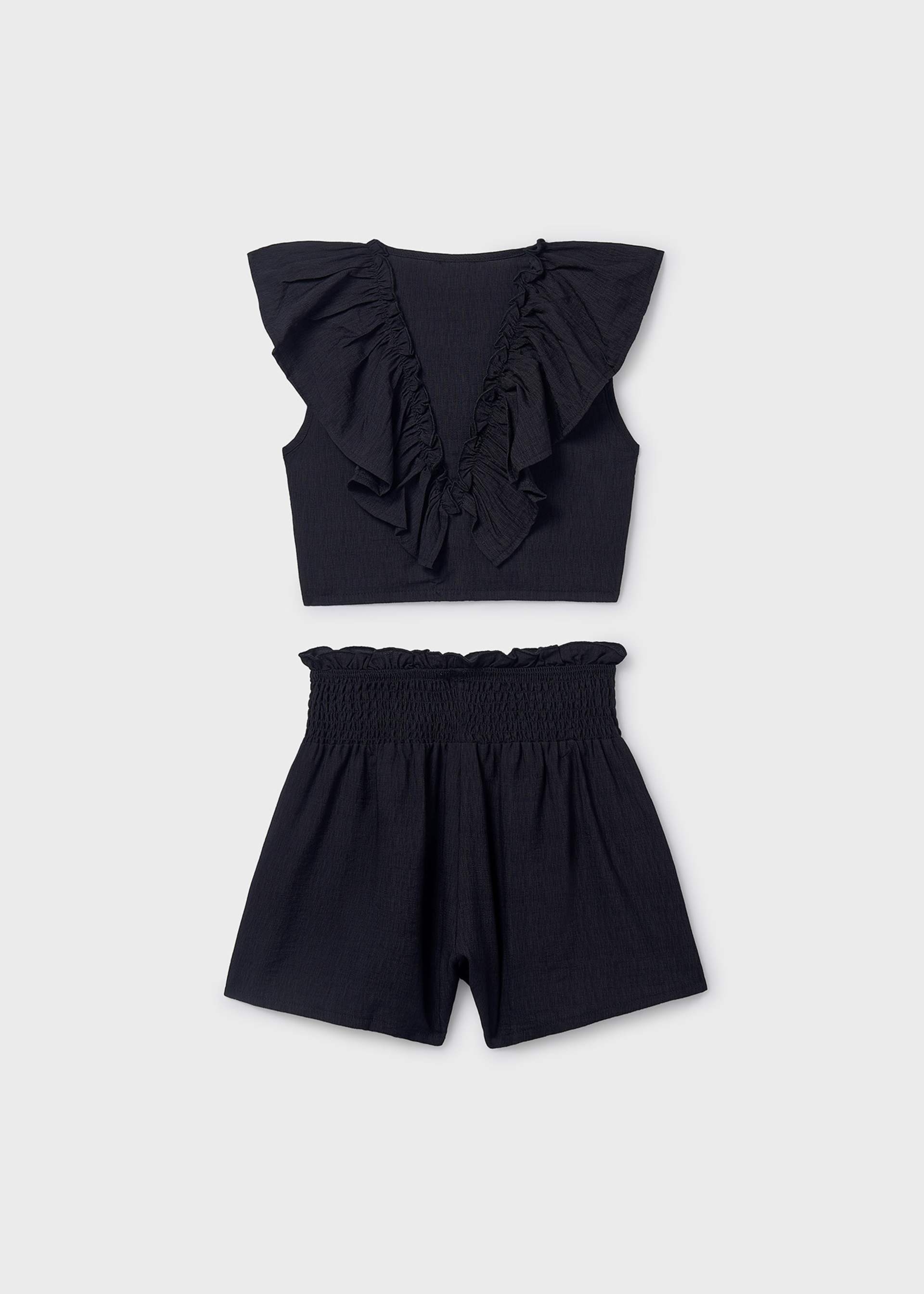 Girls' shorts and ruffled top set