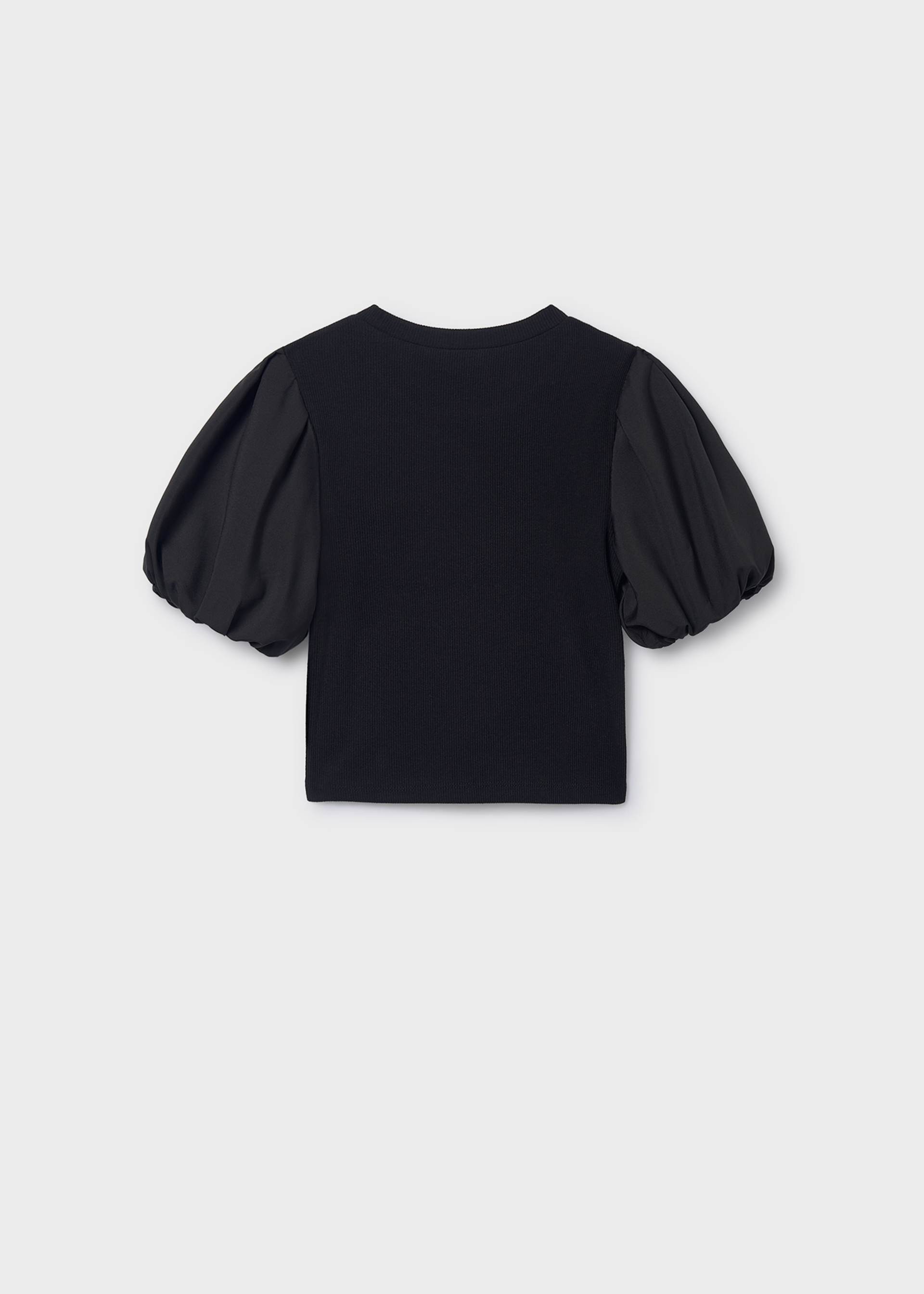 T-shirt côtelé à manches bouffantes fille