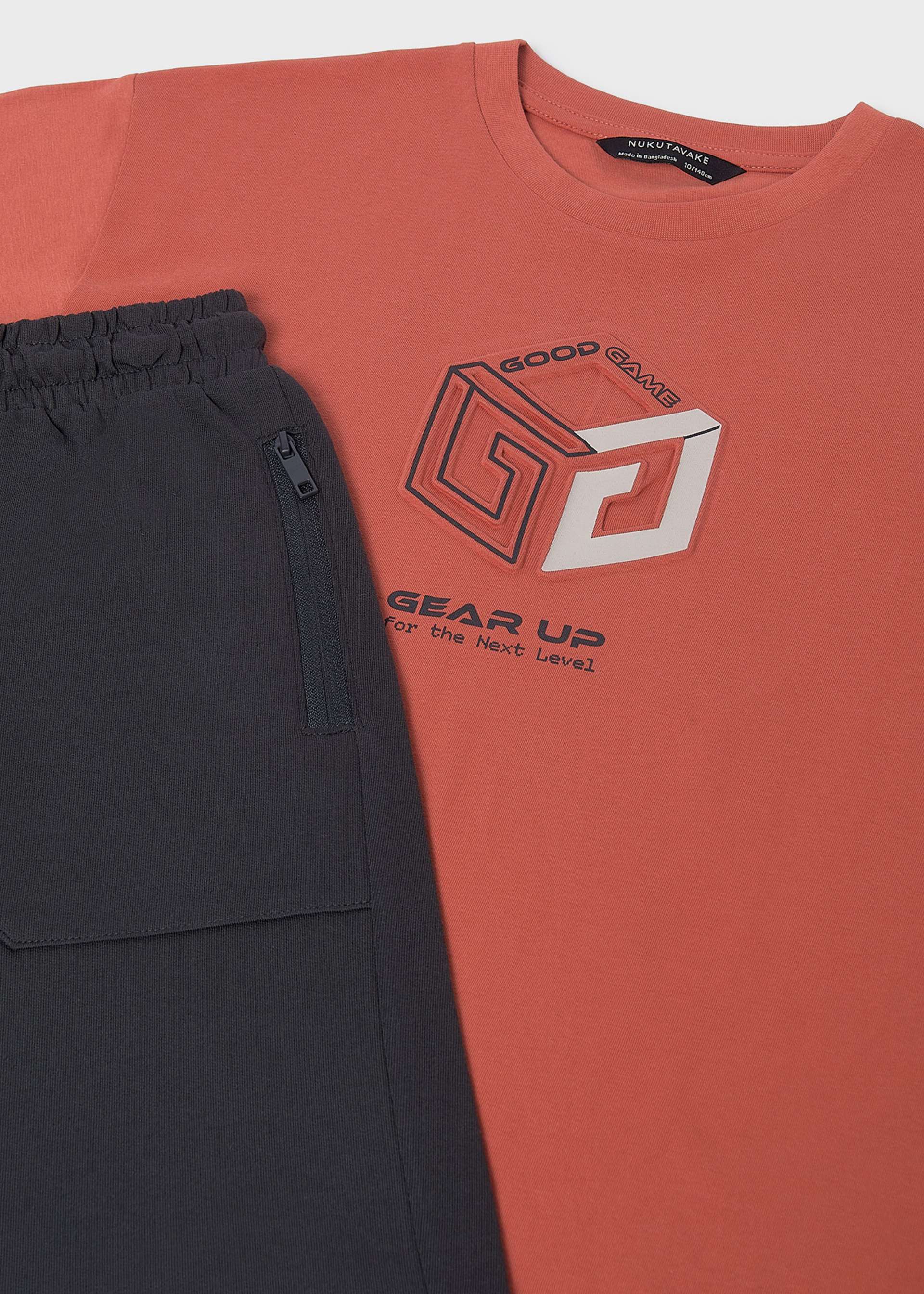 Boy's Bermuda shorts and embossed T-shirt set