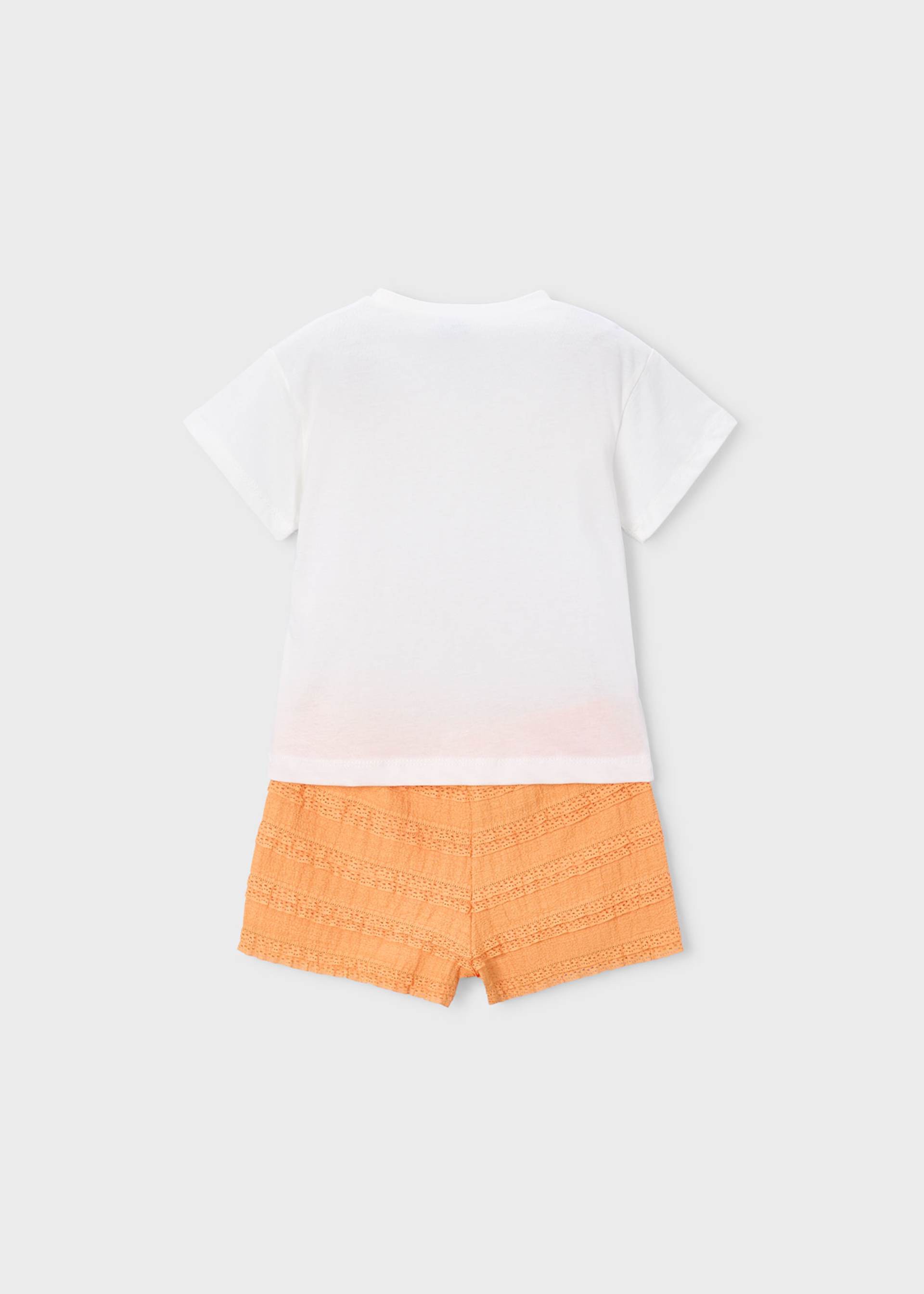 Conjunto calção folhos e t-shirt estampada menina